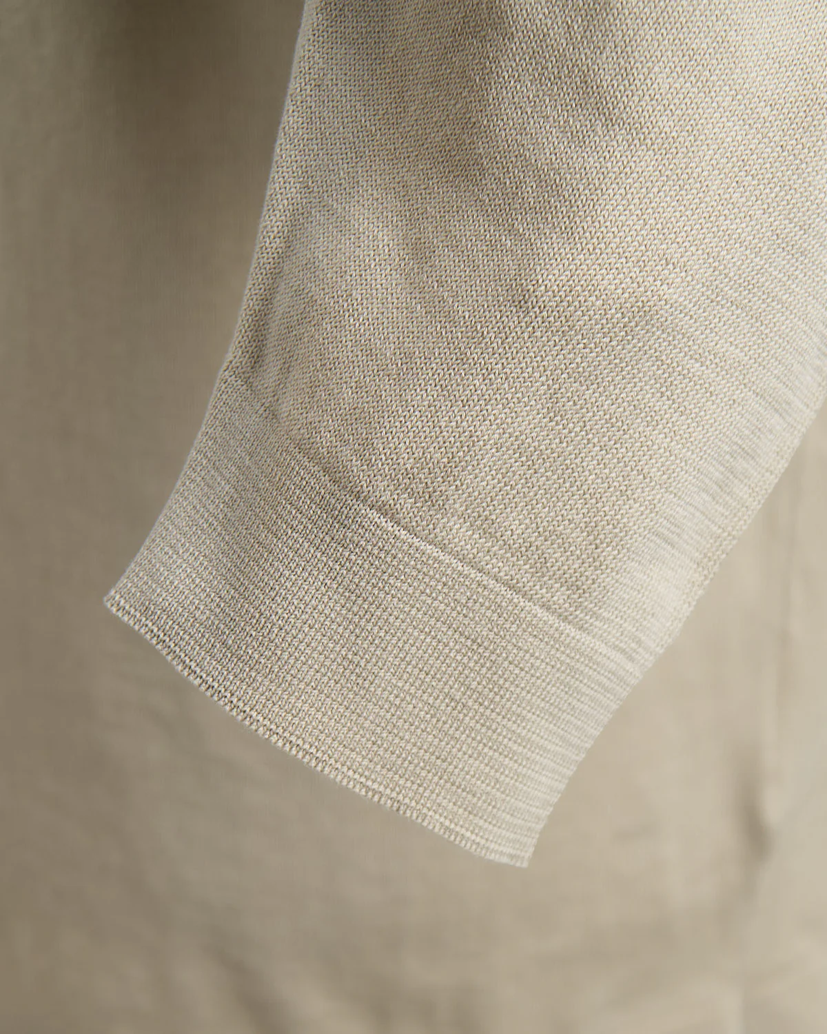 Neutral Straight Bottom Fine Knit Long Sleeve Crewneck - Image 2