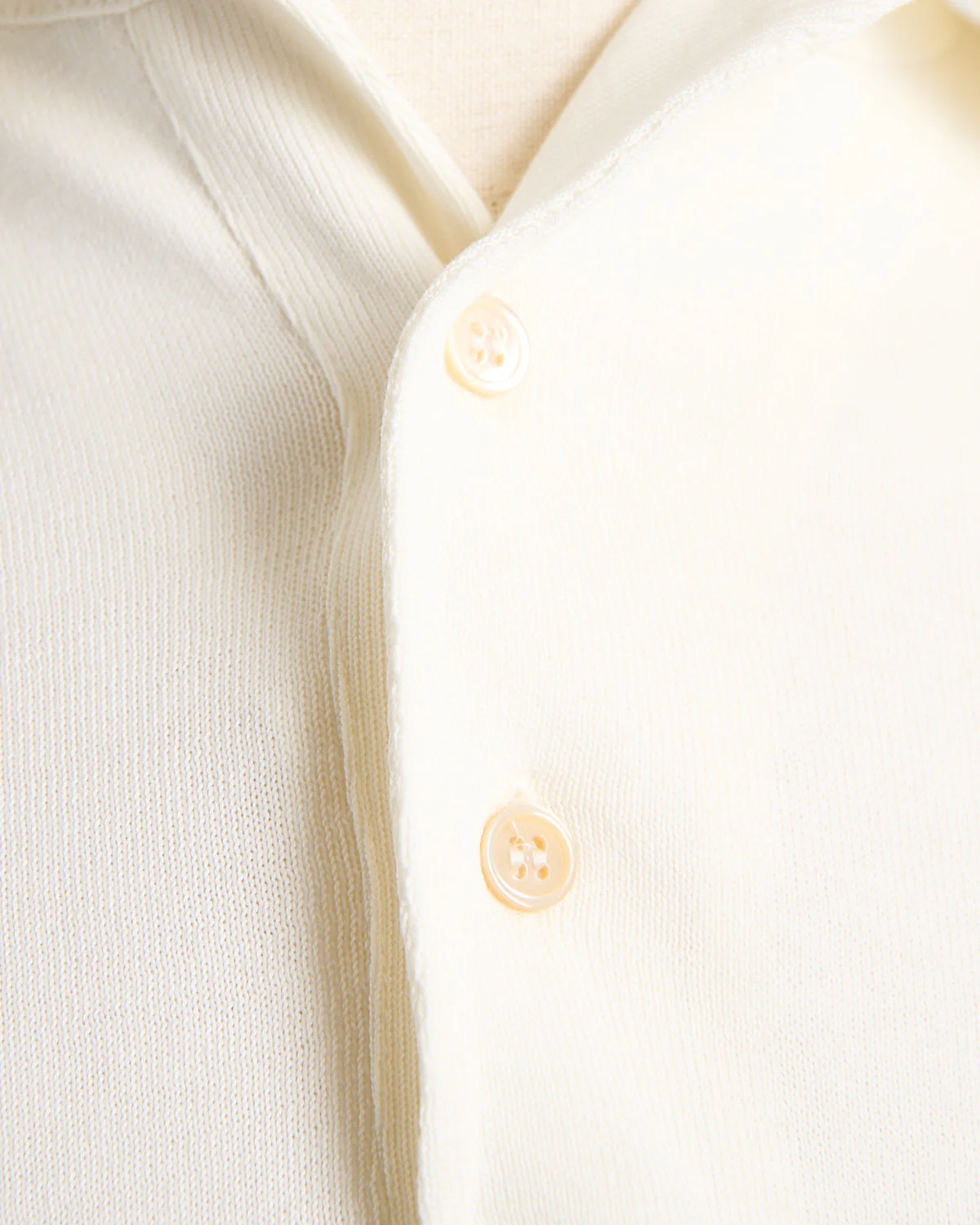 Standup Collar Crêpe Cotton Long Sleeve Polo Shirt - Image 5