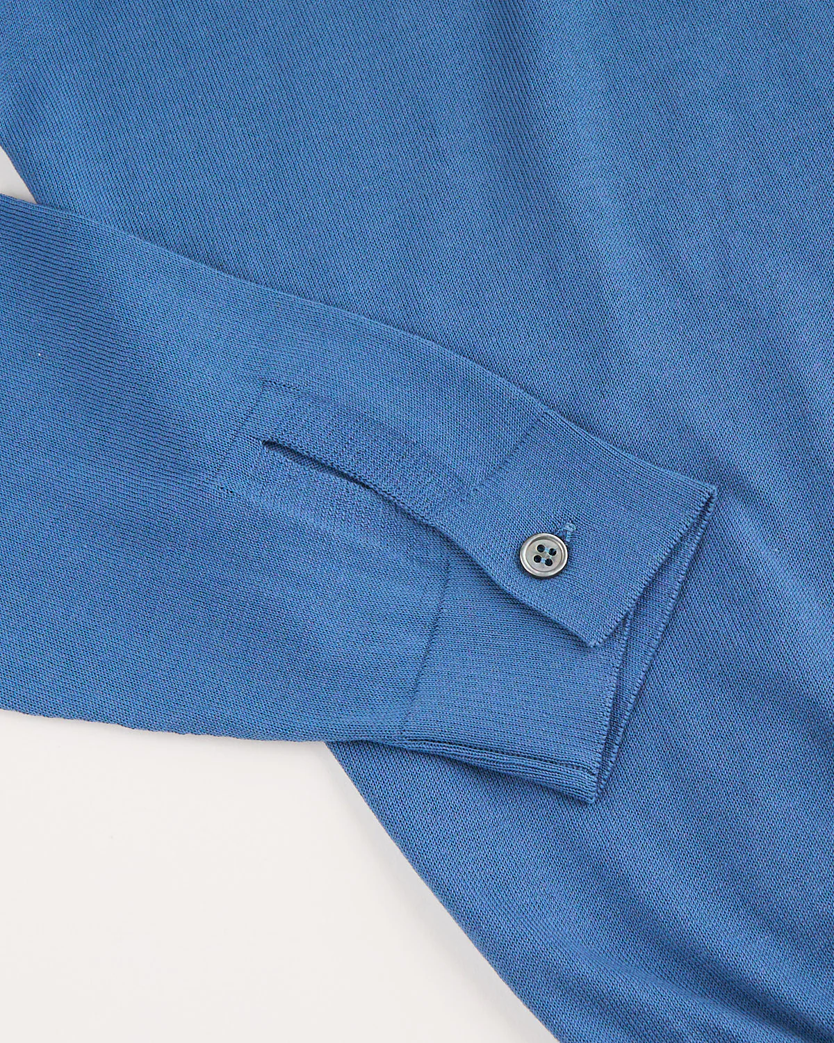 Standup Collar Crêpe Cotton Long Sleeve Polo Shirt - Image 3
