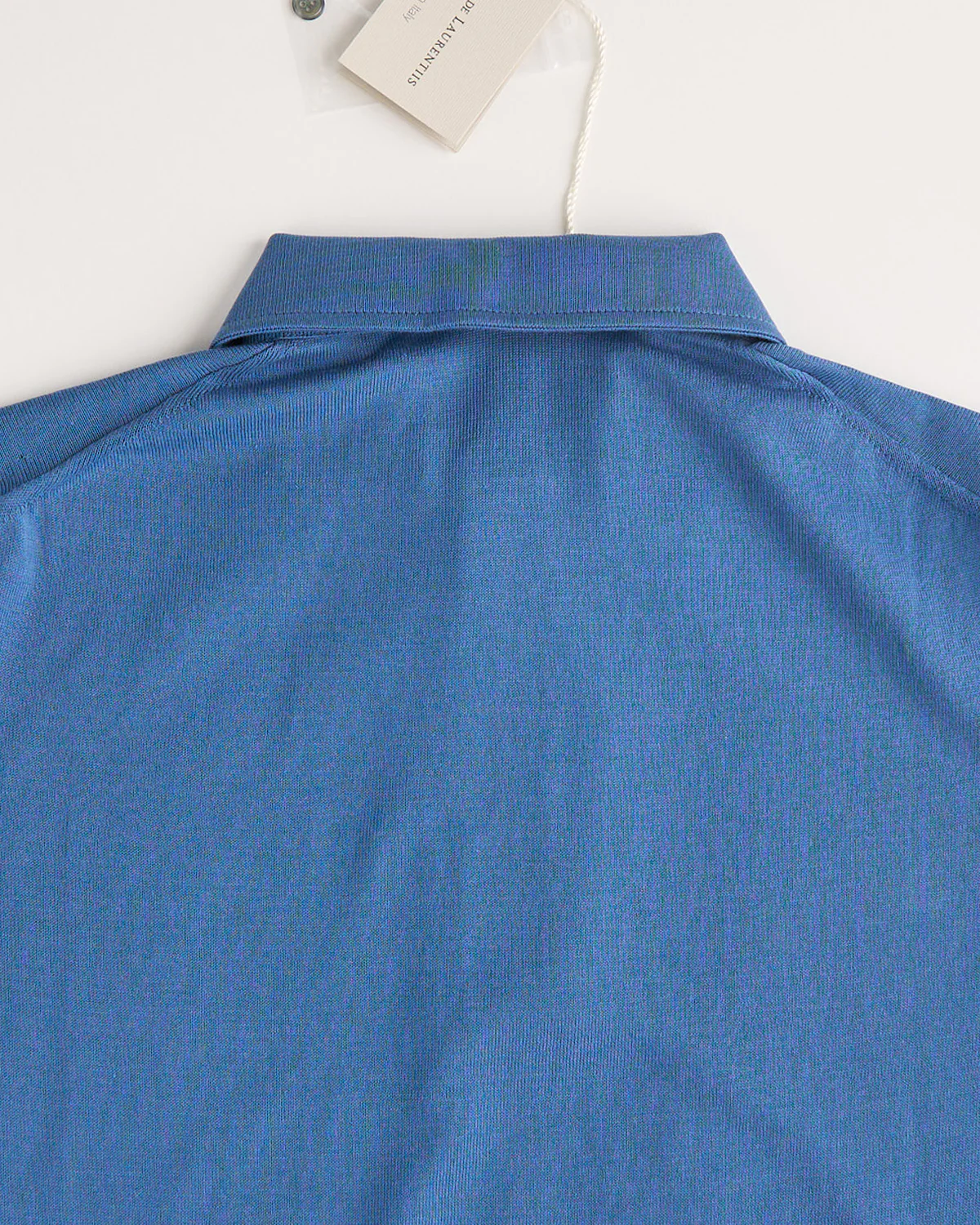 Standup Collar Crêpe Cotton Long Sleeve Polo Shirt - Image 6
