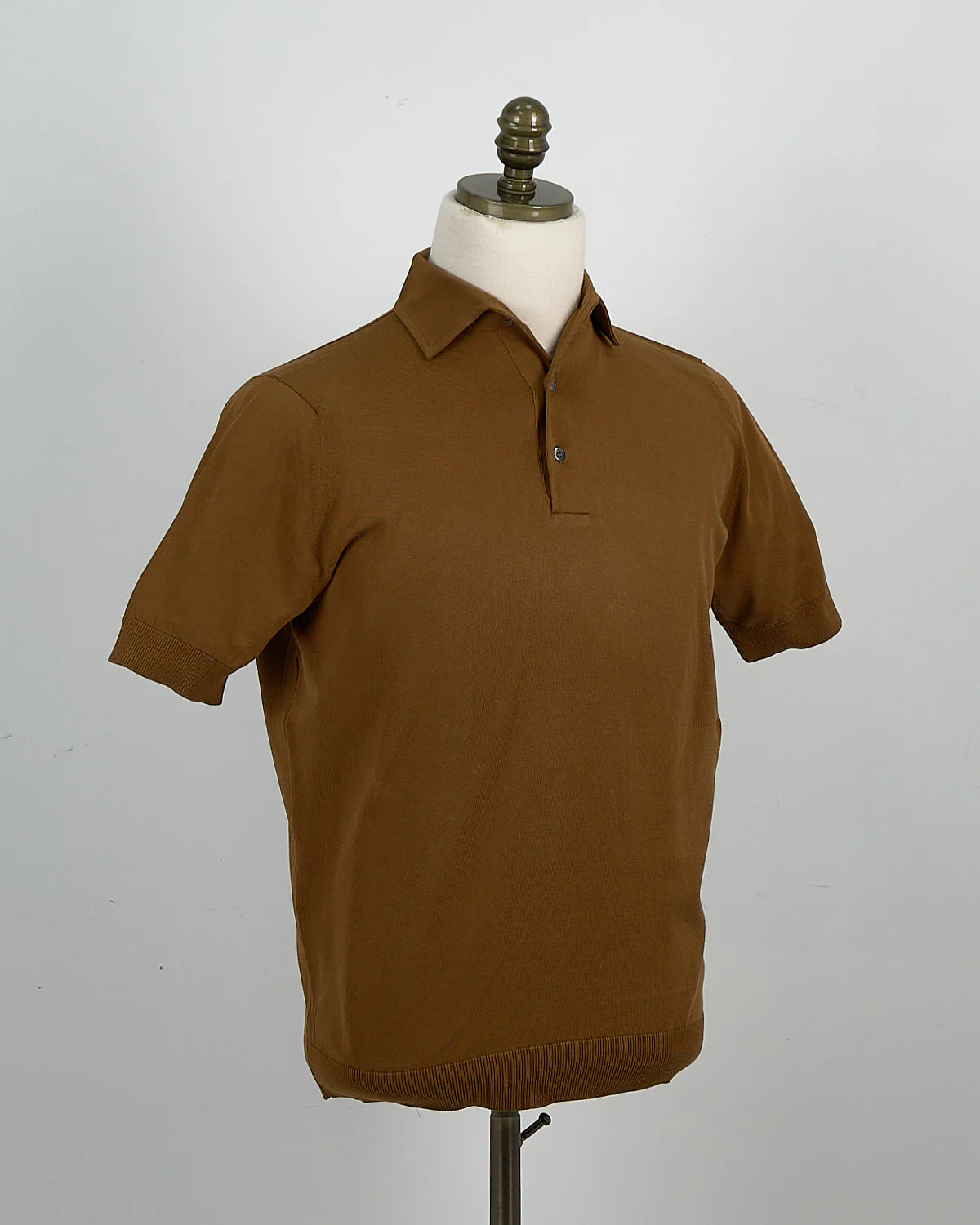 Standup Collar Crêpe Cotton Polo Shirt
