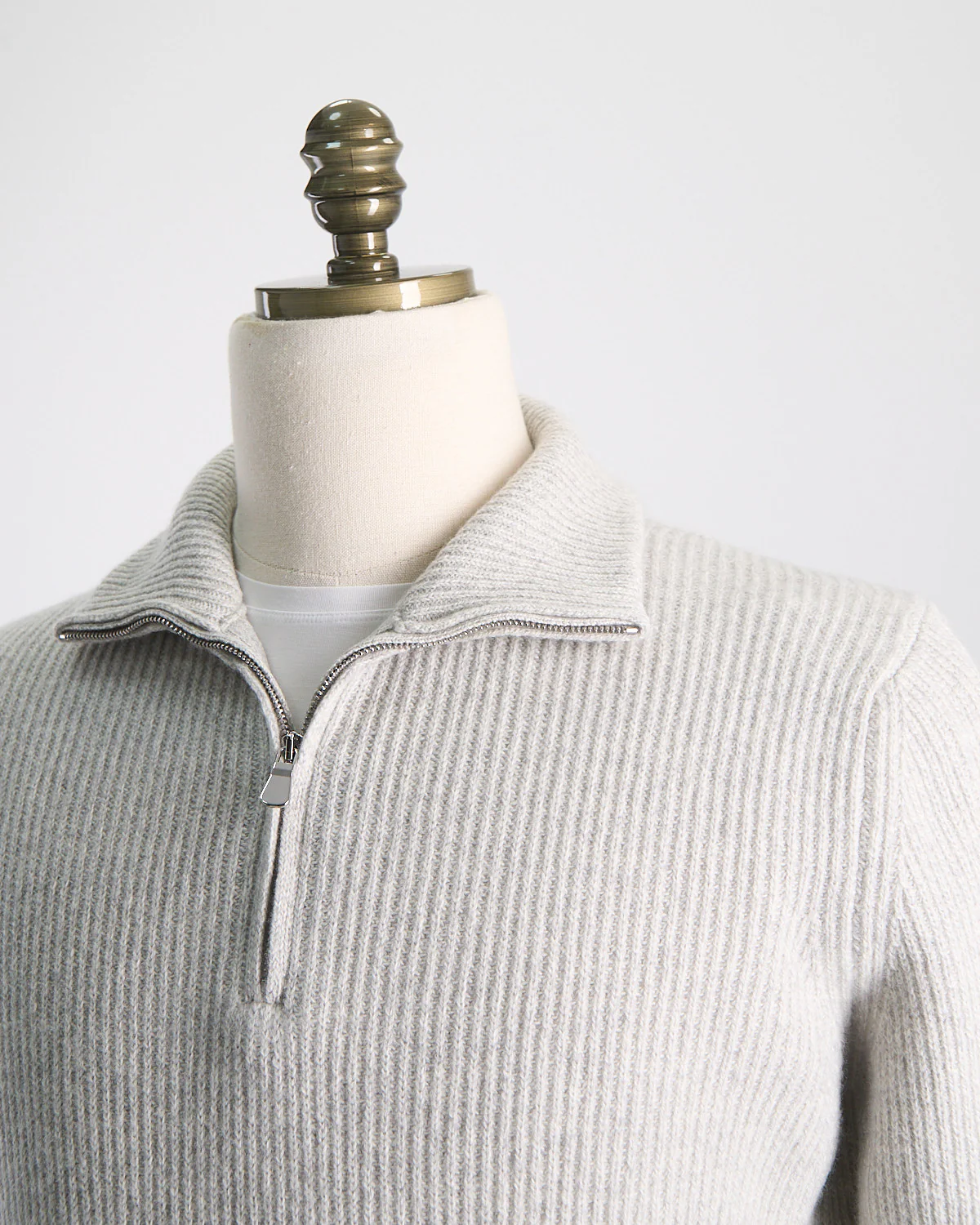 Wardrobe Staple Cashmere Blend Ribbed Quarter Zip Sweater - Image 3