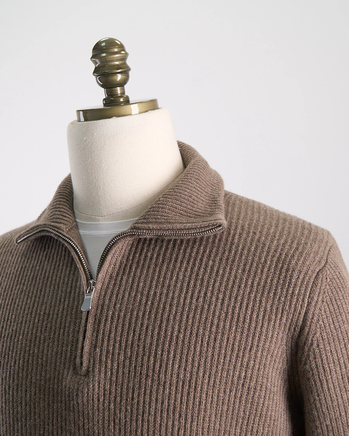 Wardrobe Staple Cashmere Blend Ribbed Quarter Zip Sweater - Image 3