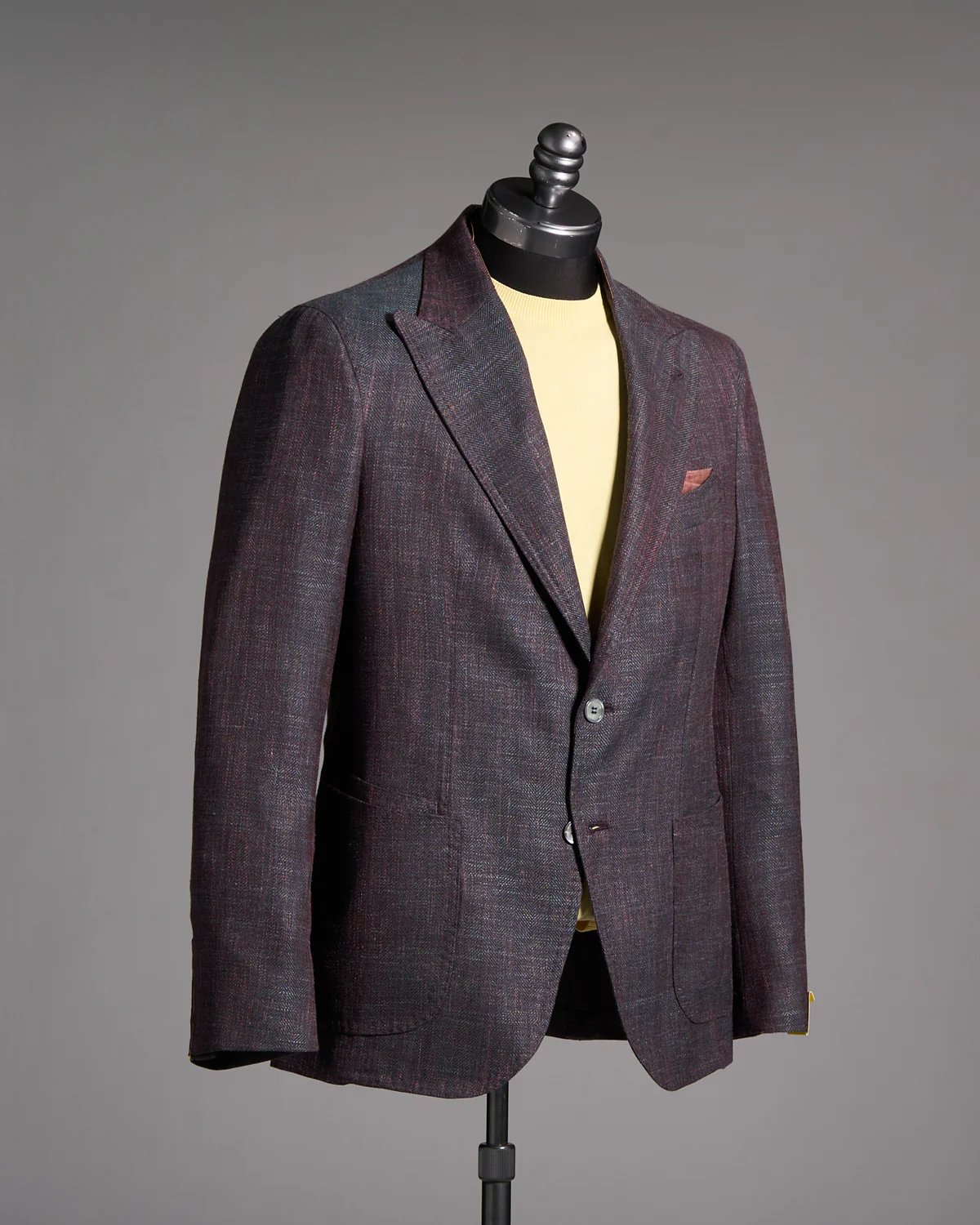 Salina Wool Silk & Linen Herrinbone Neopolitan Jacket