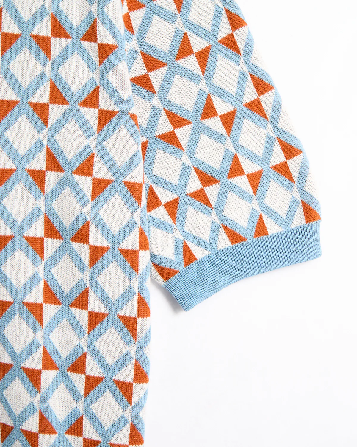 Geometric Contrast Jersey Knit Polo - Image 4