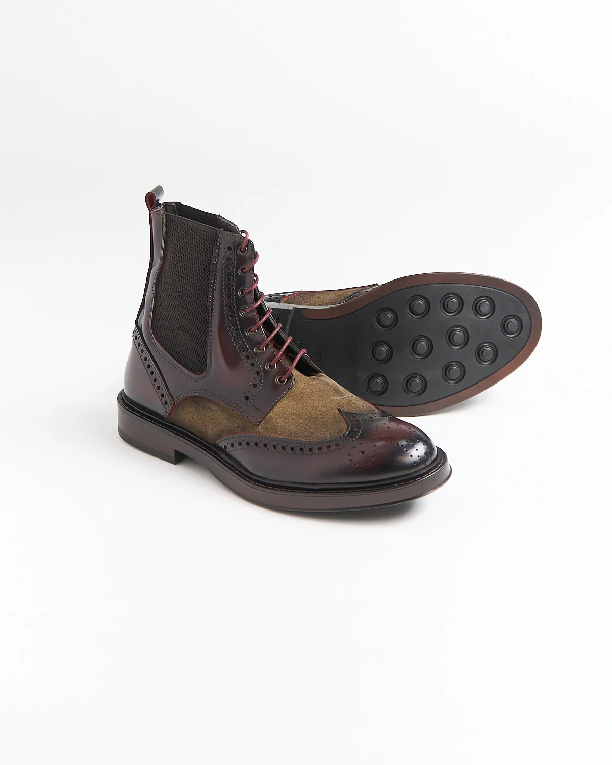 Leather & Suede Wingtip Boots