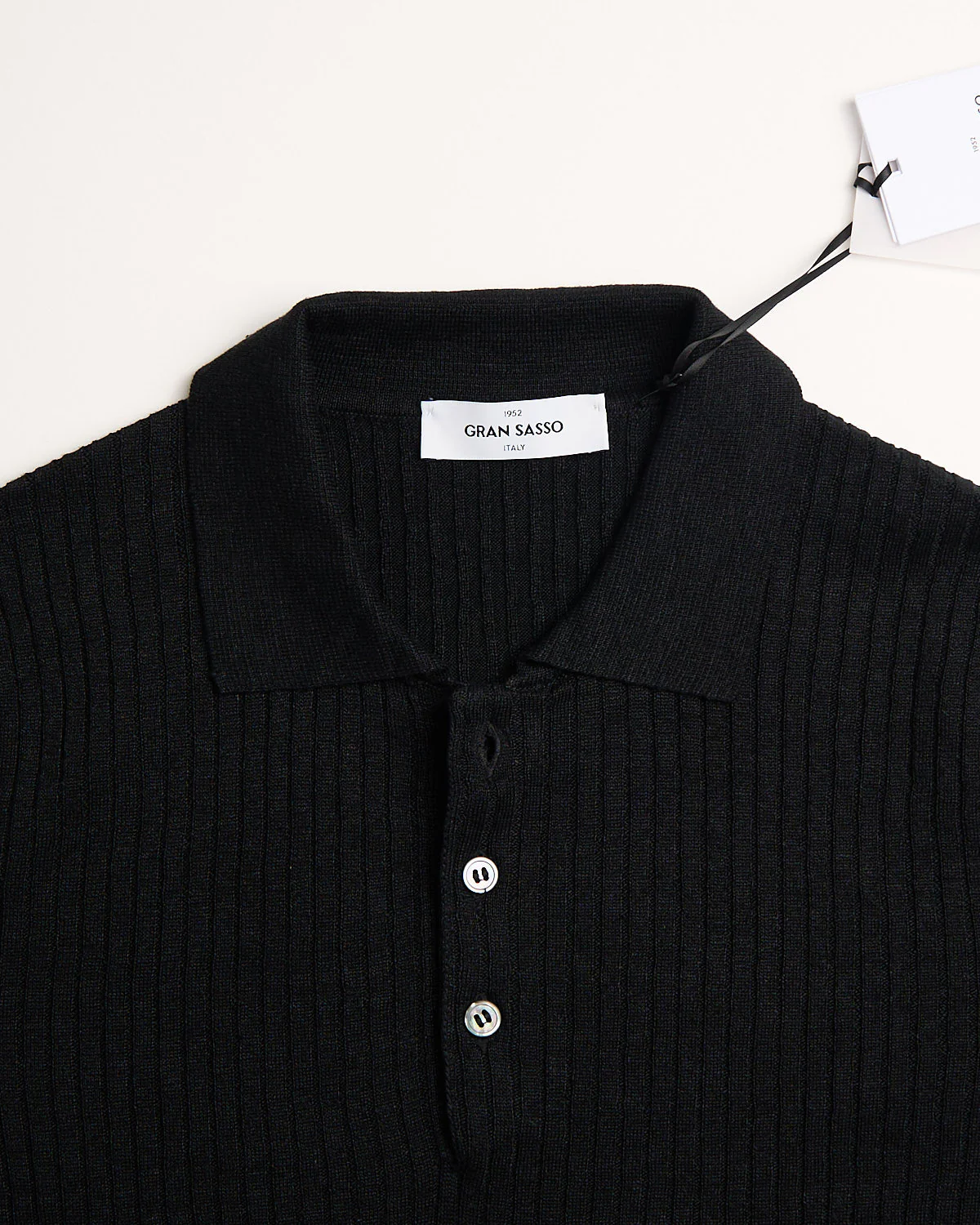 Cotton & Linen Ribbed Fine Knit Polo - Image 2