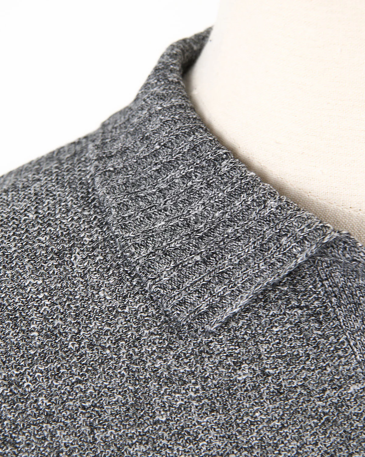 Linen & Cotton Popcorn Stitch Johnny Collar Polo - Image 4