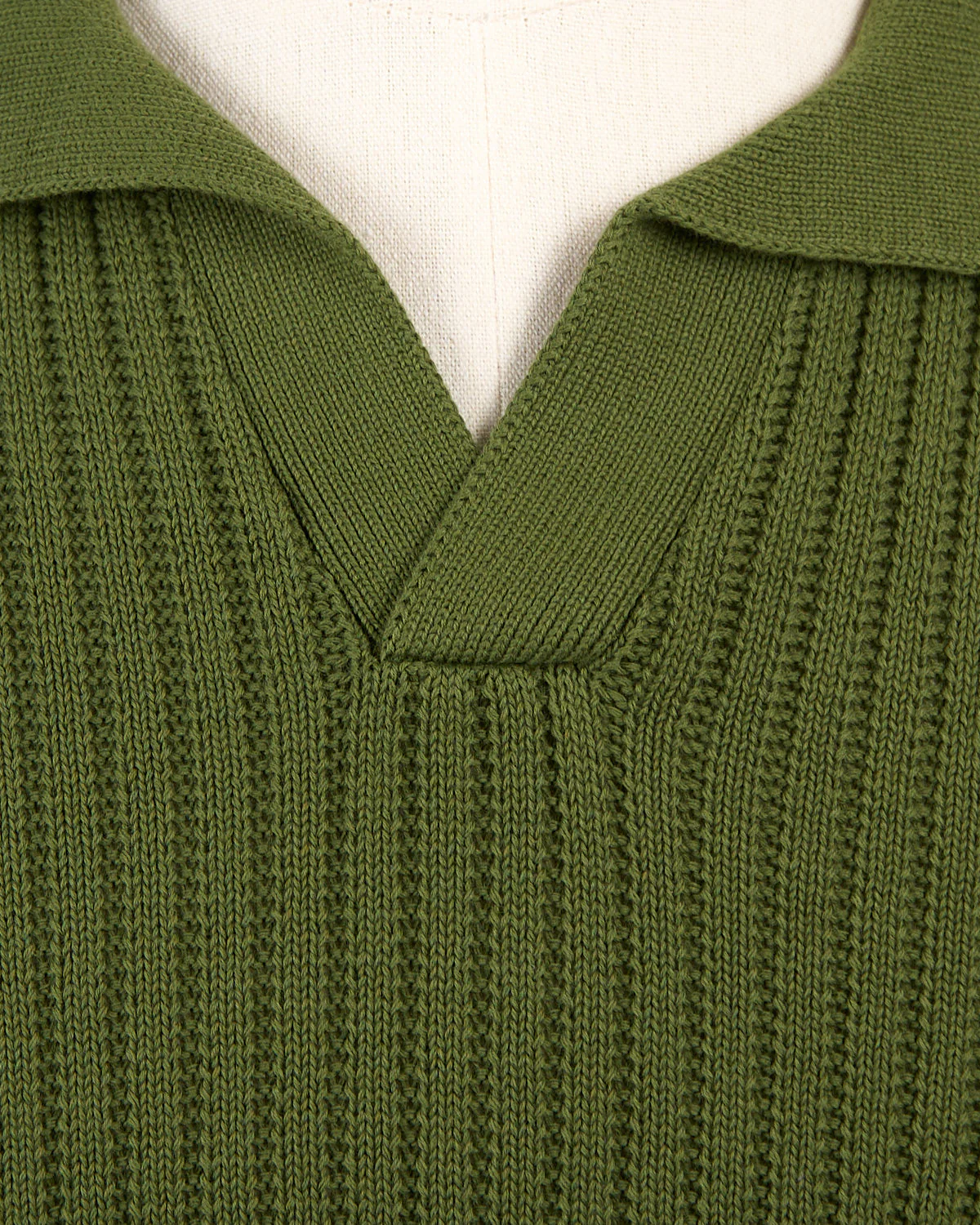 Pearl Stitch Ribbed Johnny Collar Polo - Image 6