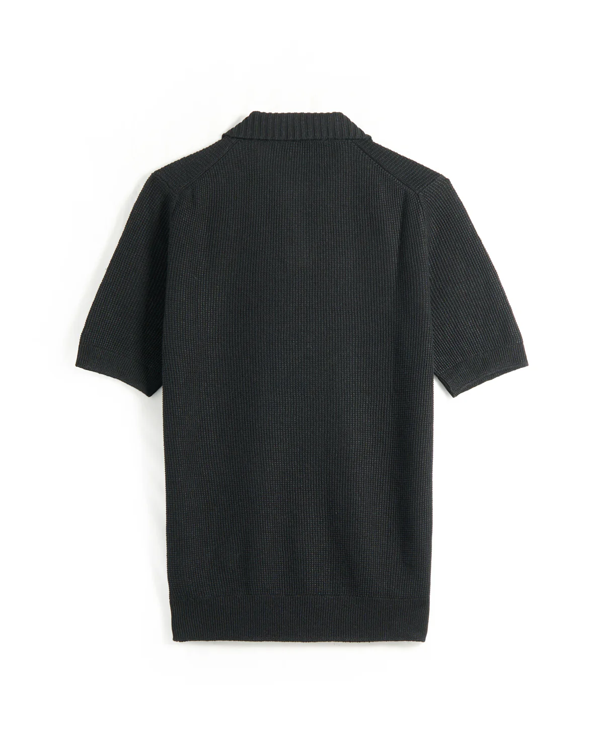 Waffleknit Cotton & Linen Johnny Collar Polo - Image 3