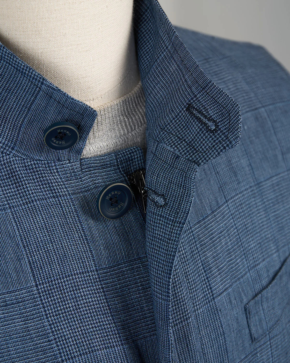 Linen Prince Of Wales Jacket With Buttons - Image 4