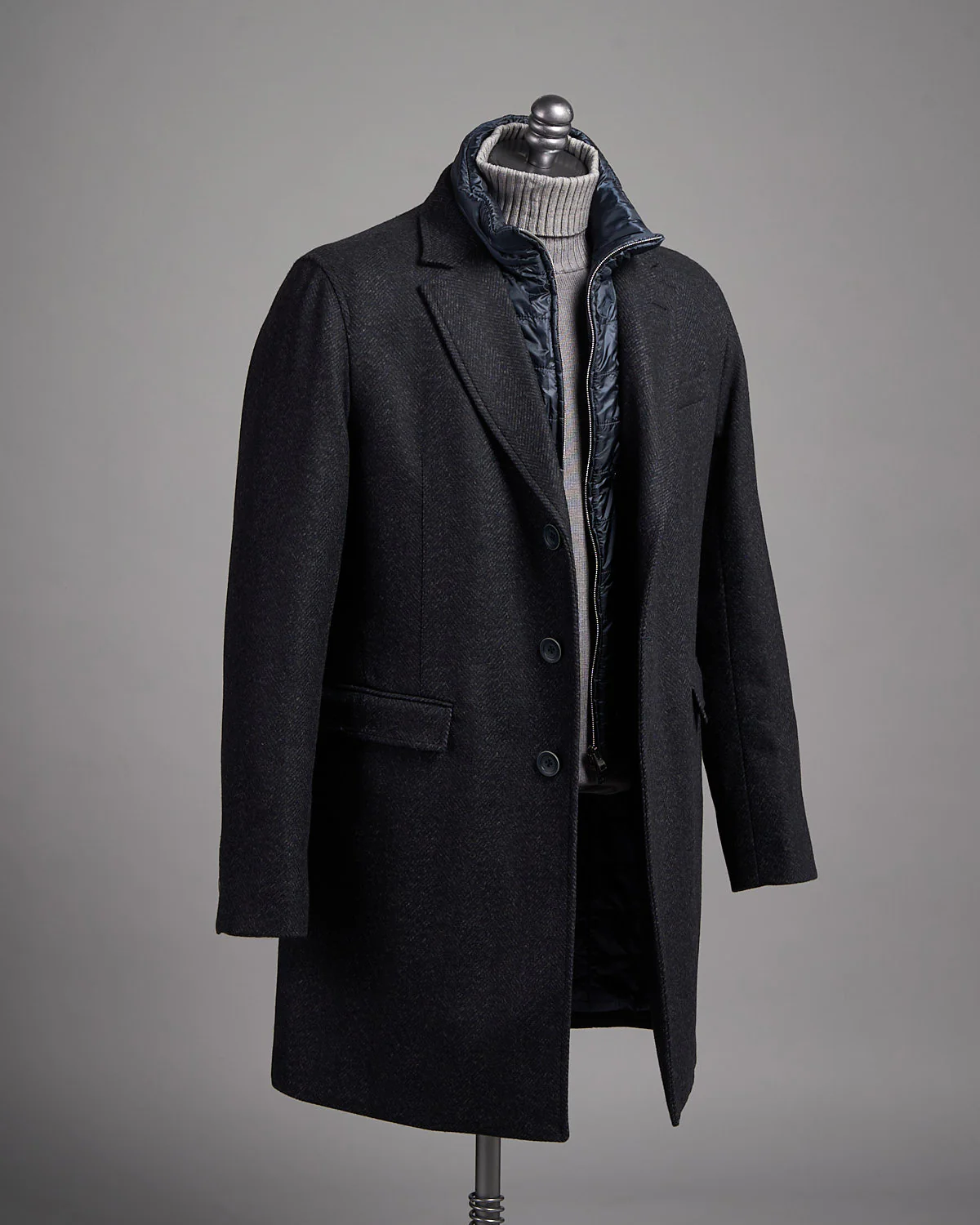 Shaded Effect Herringbone Tech Wool Winter Topcoat - Image 4