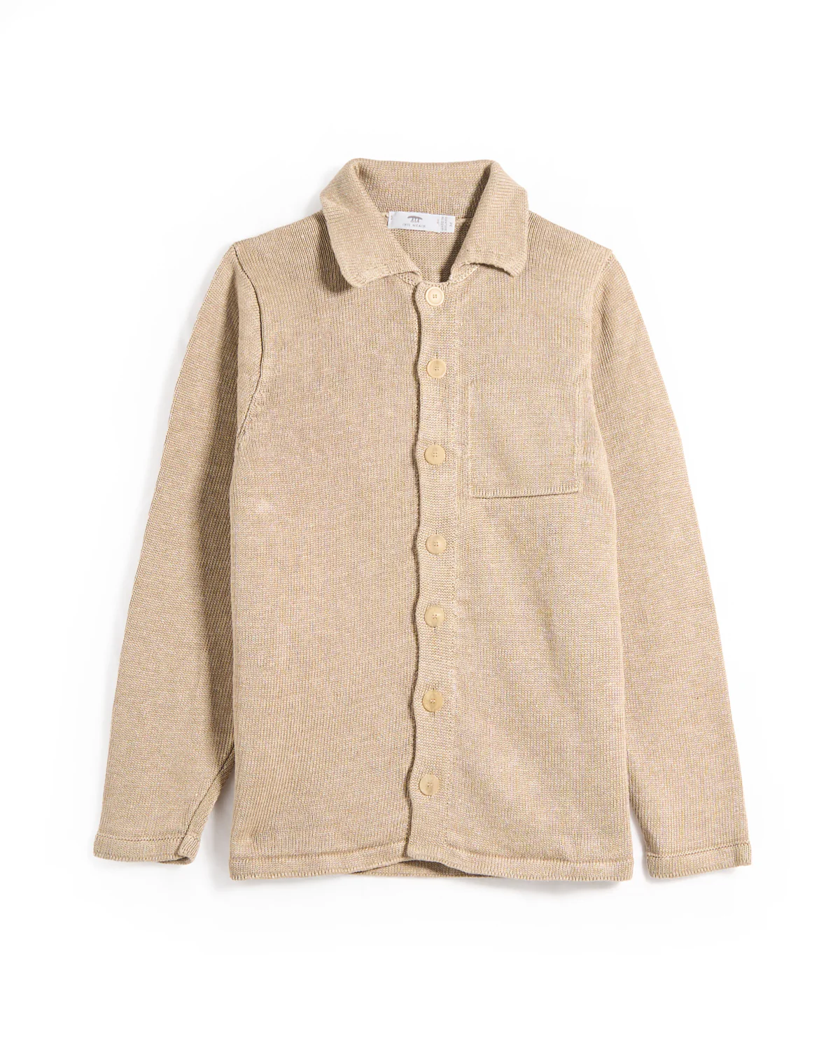 100% Washed Linen Classic Button Front Overshirt Sweater
