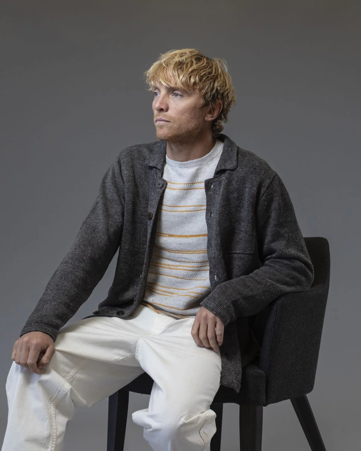Signature 100% Washed Linen Charcoal Marl Shirt Jacket - Image 2