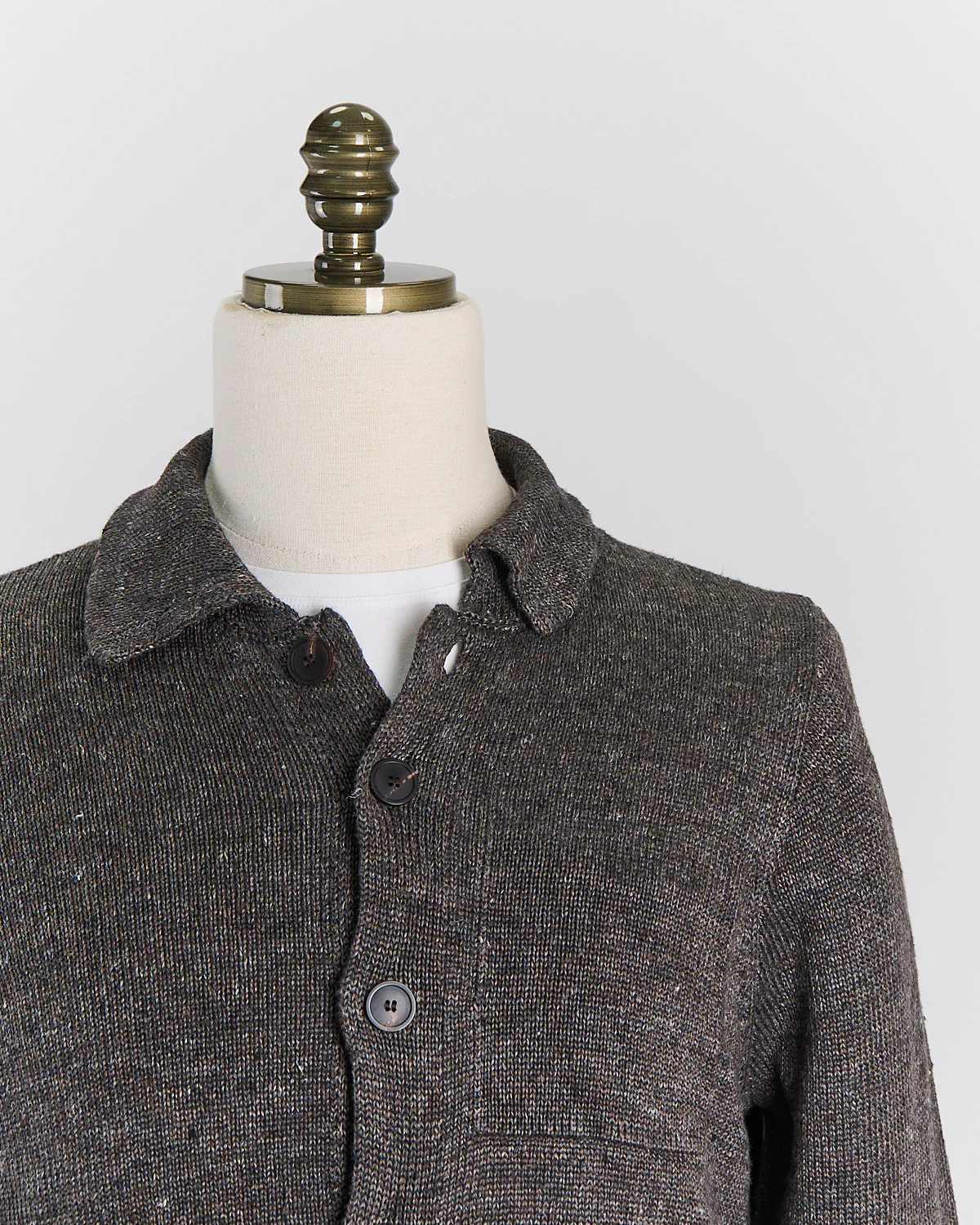Signature 100% Washed Linen Charcoal Marl Shirt Jacket - Image 4