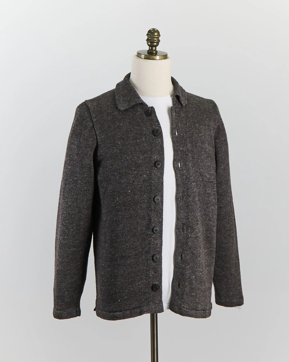 Signature 100% Washed Linen Charcoal Marl Shirt Jacket - Image 6