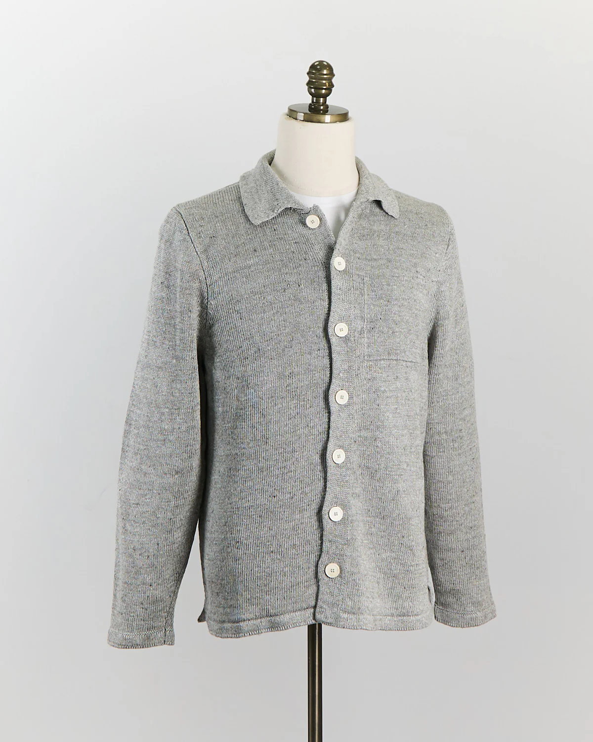 Signature 100% Washed Linen Light Grey Mix Shirt Jacket