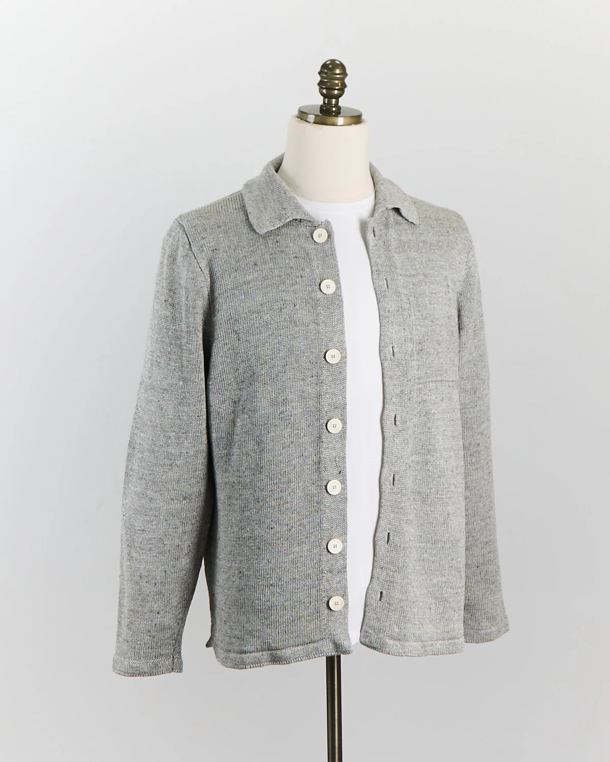 Signature 100% Washed Linen Light Grey Mix Shirt Jacket - Image 3