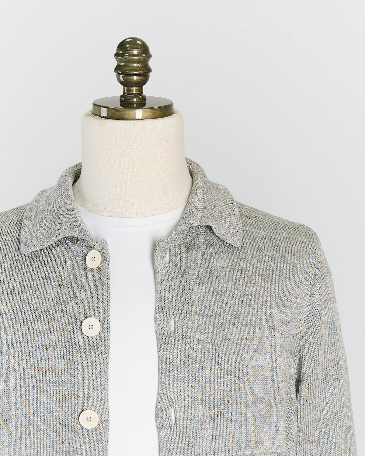 Signature 100% Washed Linen Light Grey Mix Shirt Jacket - Image 4