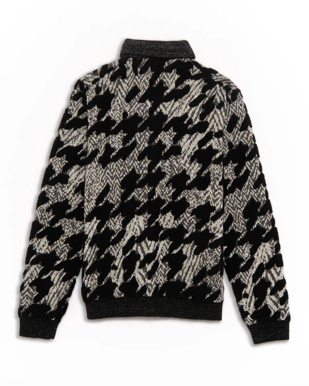 Regular Fit Button Front Cardigan Jacket In Houndstooth Terry - Image 3