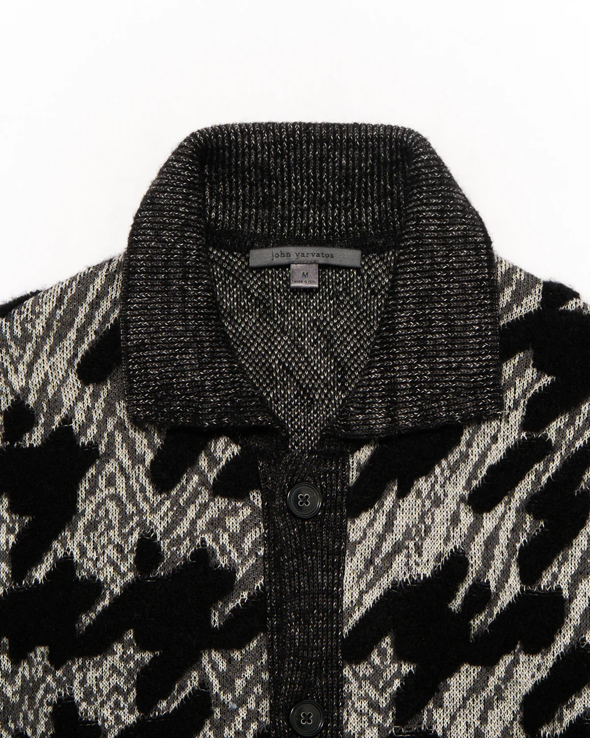 Regular Fit Button Front Cardigan Jacket In Houndstooth Terry - Image 4