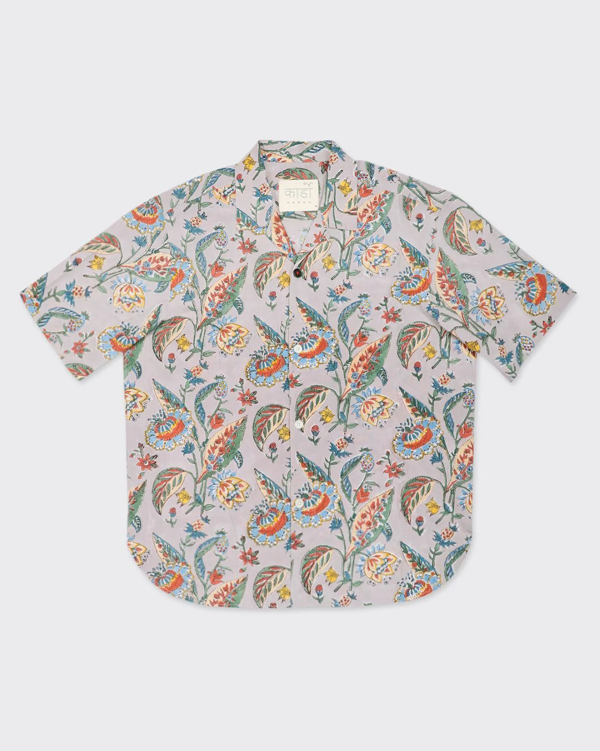 Oversized Block Print Camp Collar Shirt