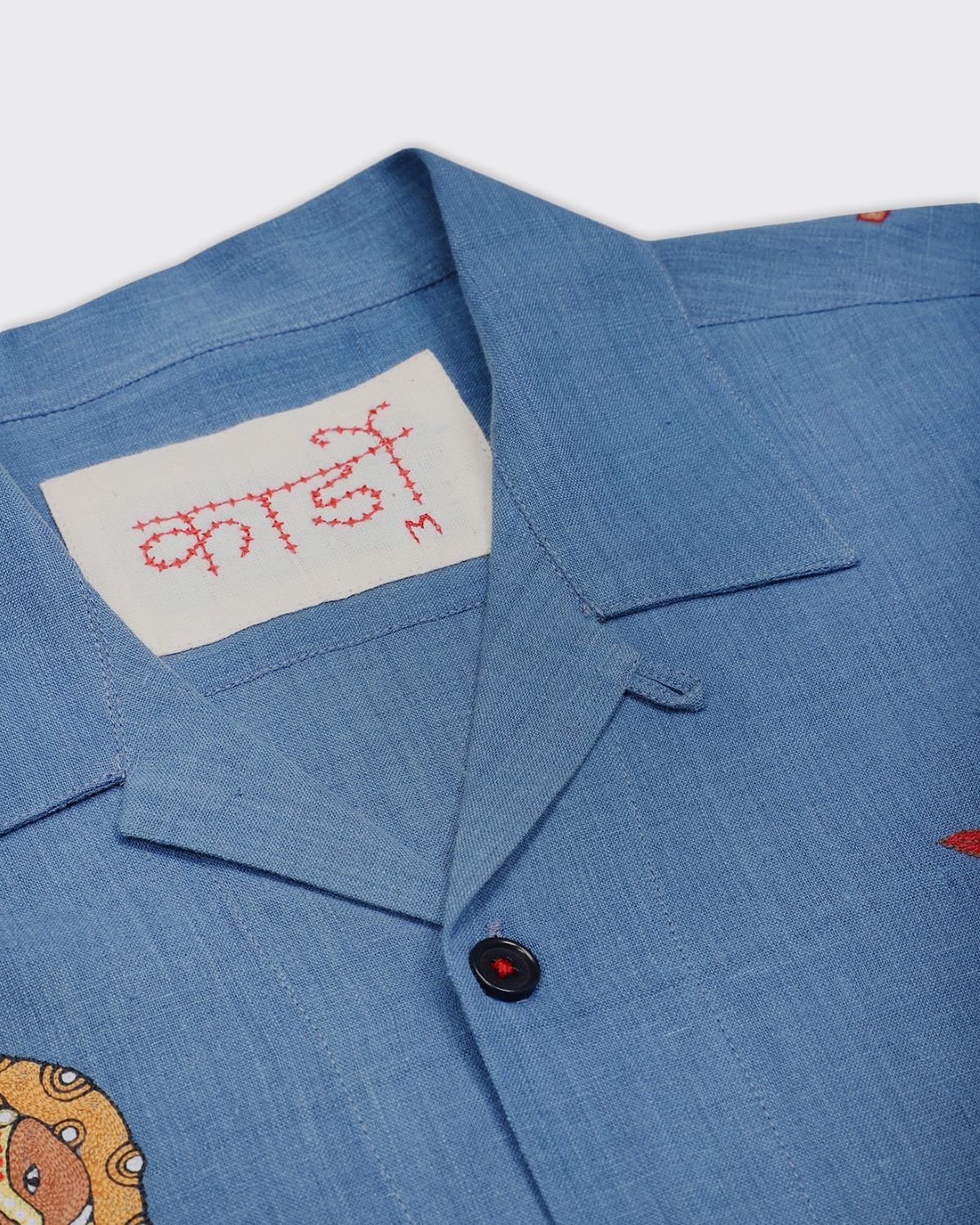 Oversized Hand Embroidered Animals Camp Collar Shirt - Image 3