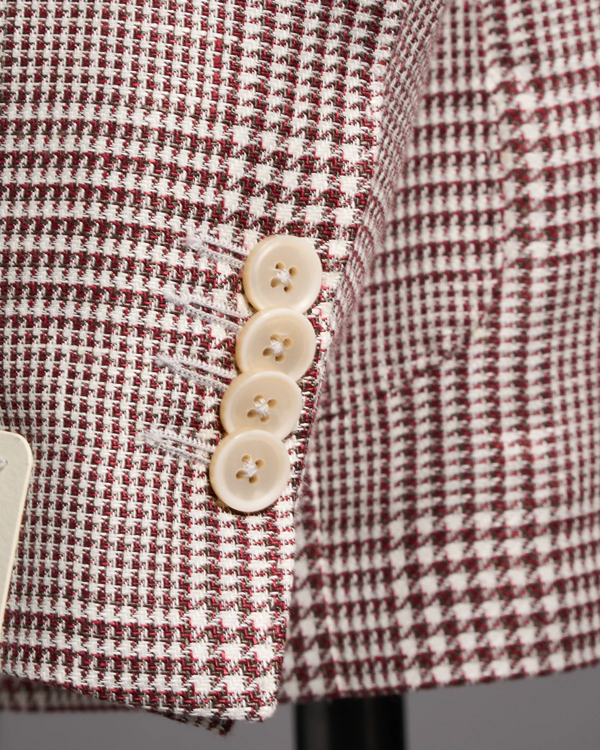 Burgundy Prince Of Wales Linen-Wool Sport Jacket - Image 5