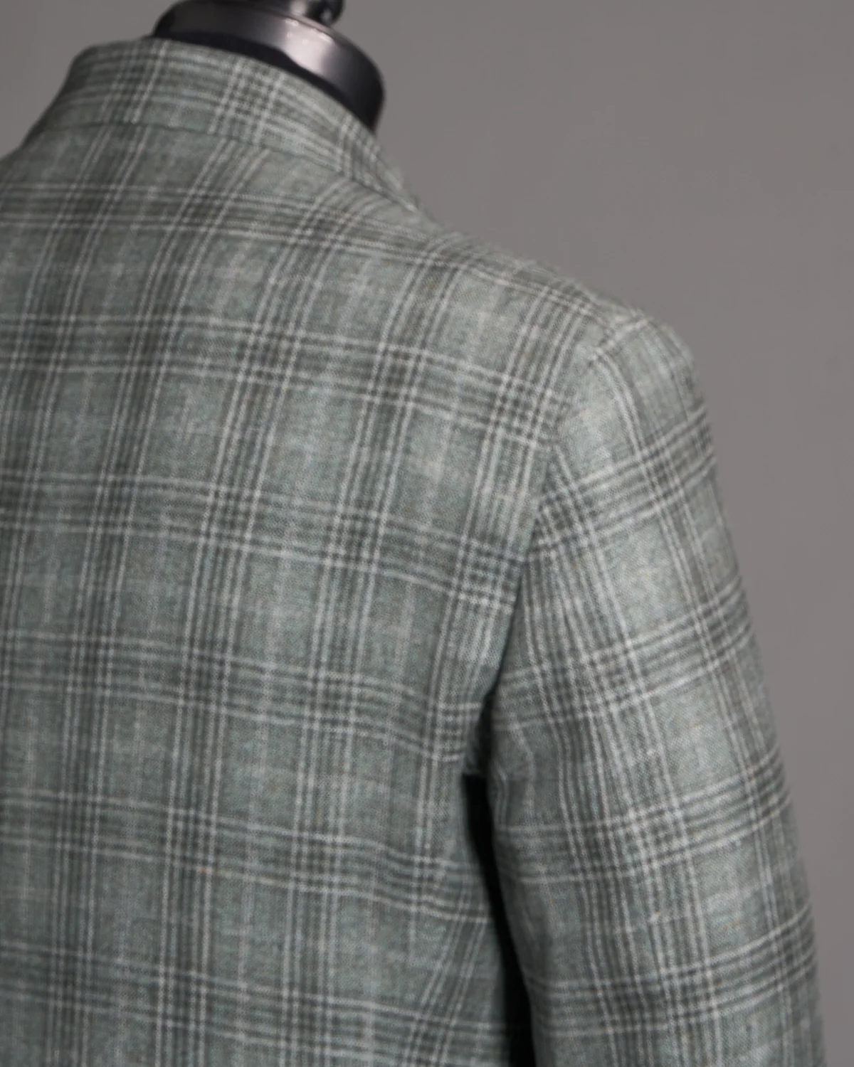Grey Green Check Silk-Wool Sport Jacket - Image 6