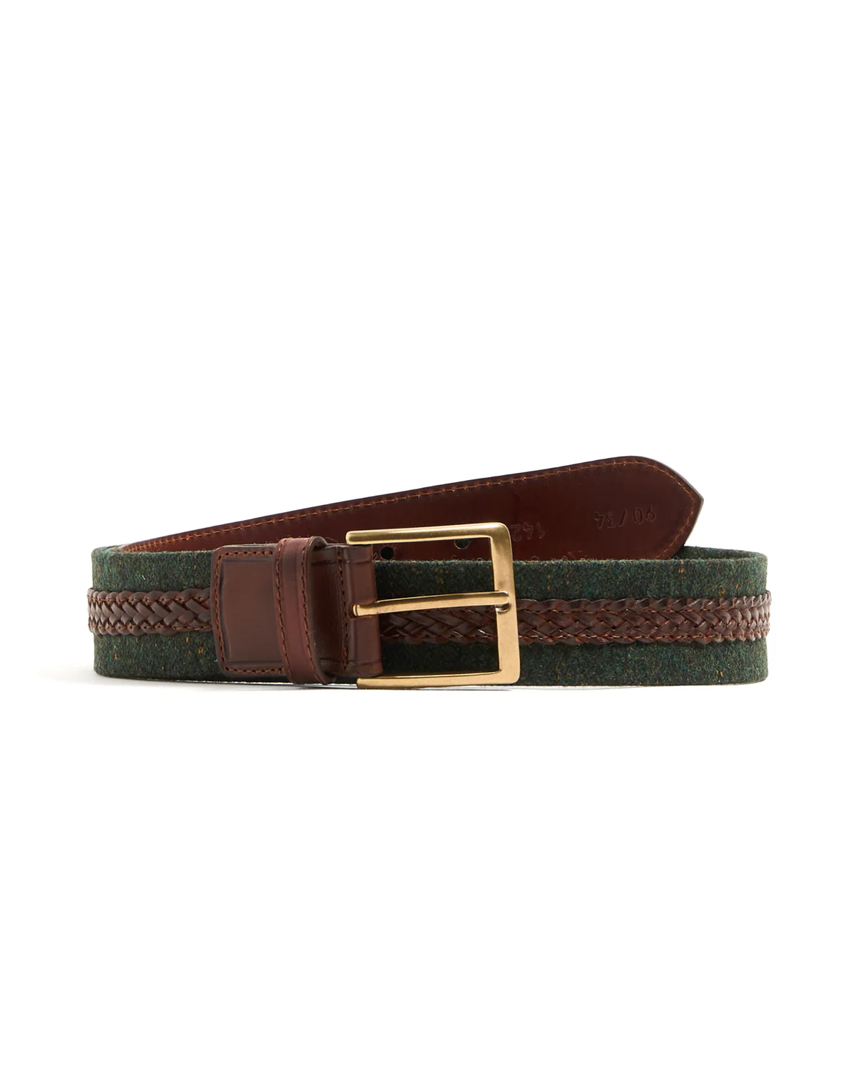 Cotton & Leather Centre Braided Inlay Belt