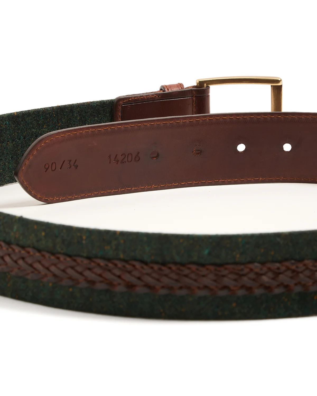 Cotton & Leather Centre Braided Inlay Belt - Image 3