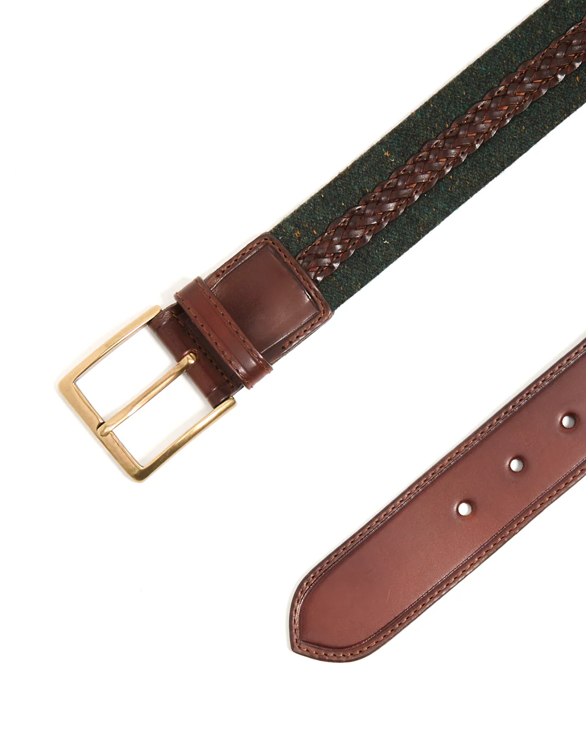 Cotton & Leather Centre Braided Inlay Belt - Image 4