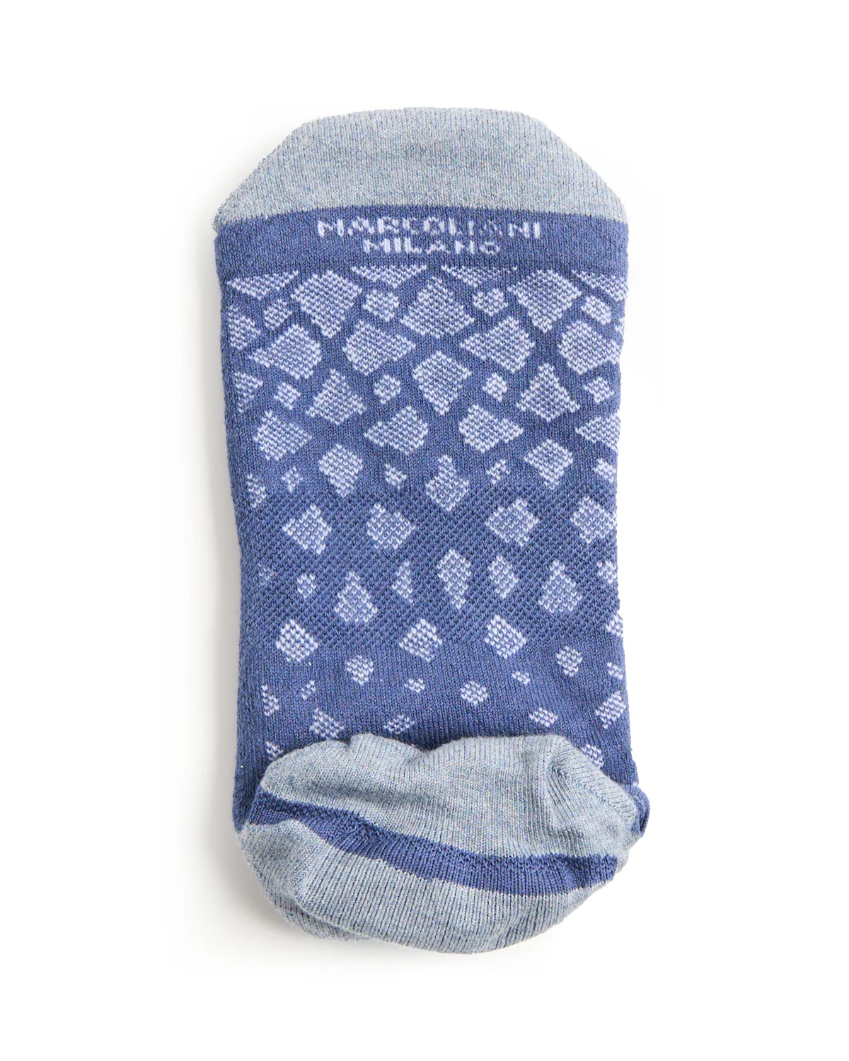 Denim Blue Pima Cotton Graphic Sneaker Socks - Image 2