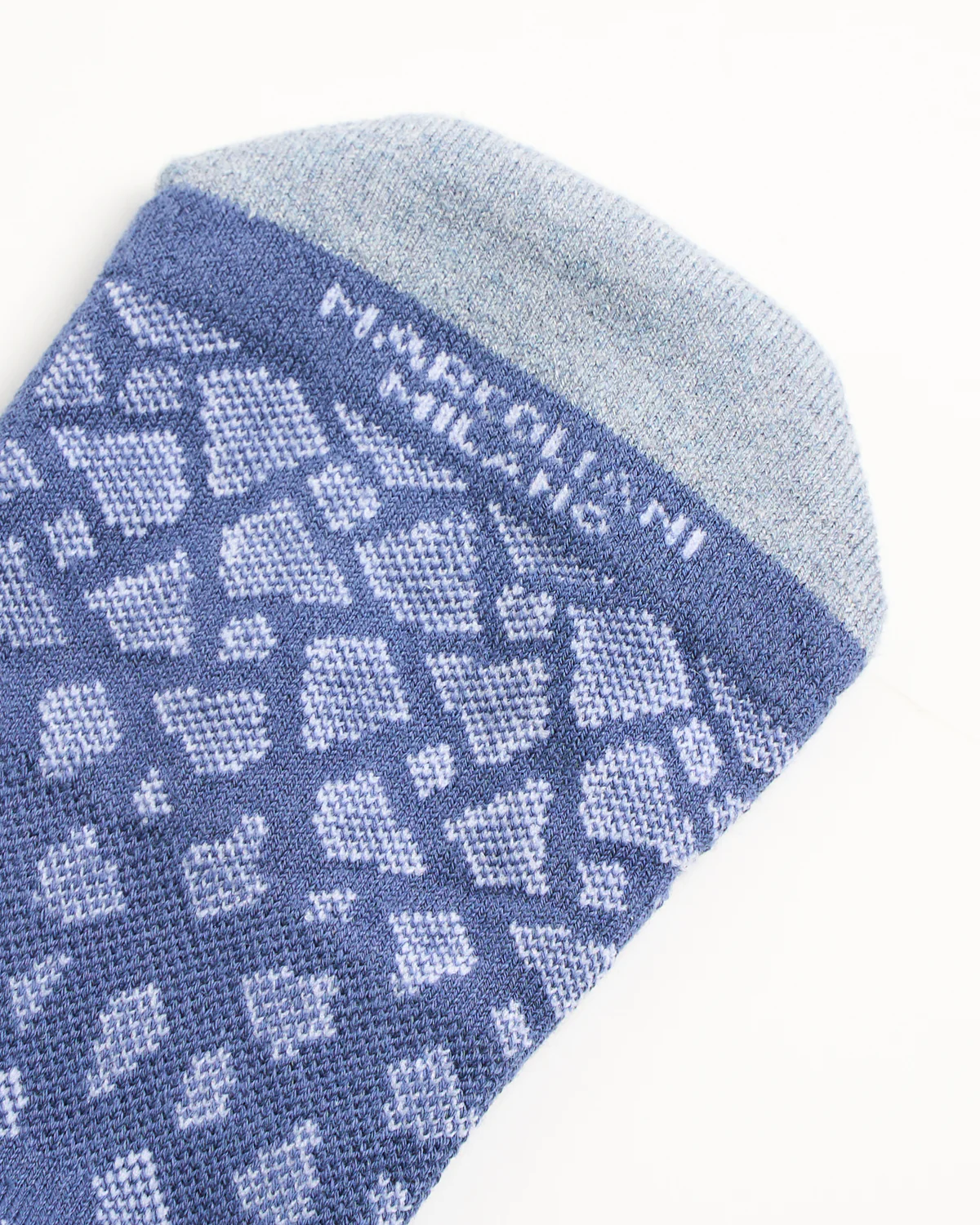Denim Blue Pima Cotton Graphic Sneaker Socks - Image 3