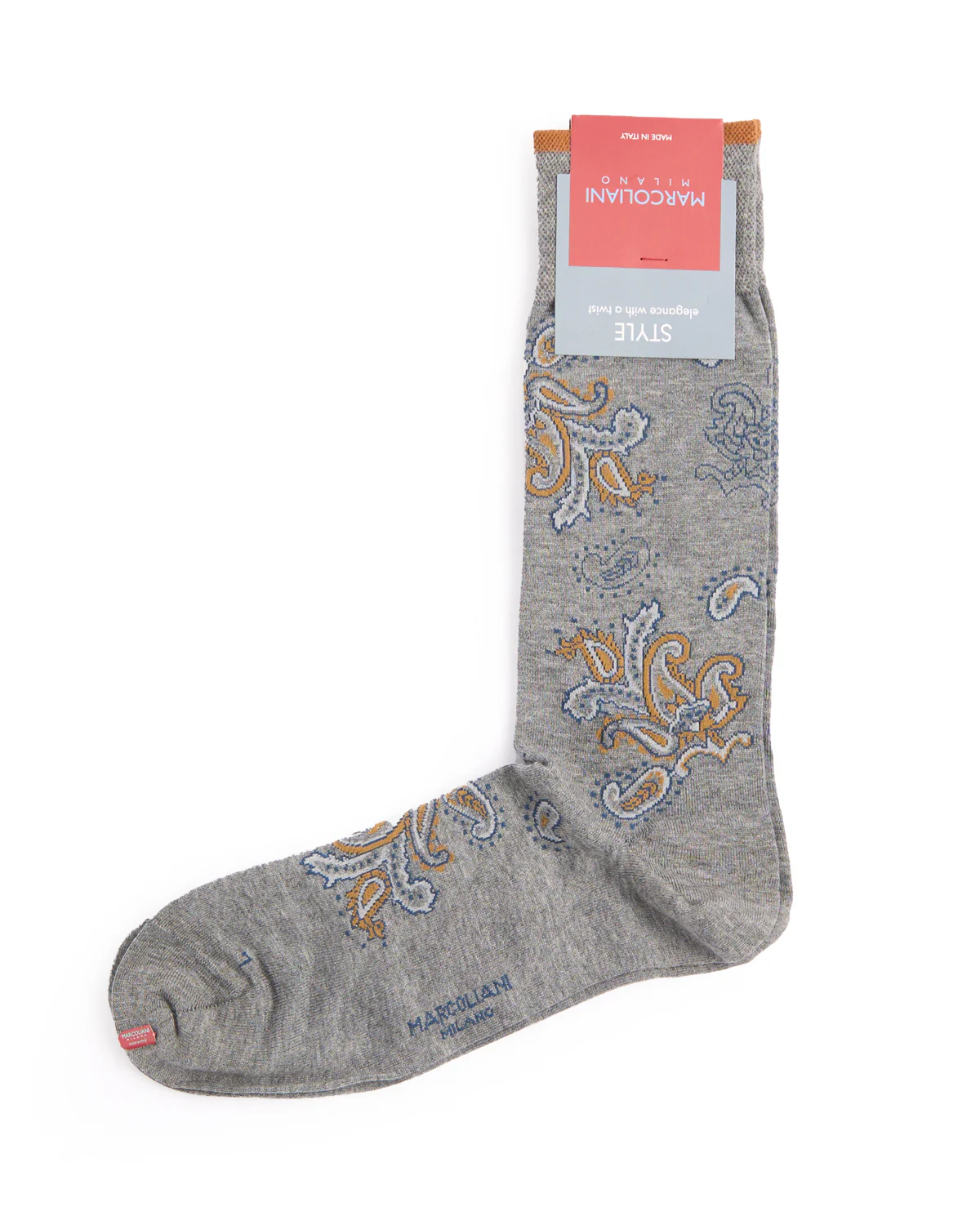 Flannel Grey Pima Cotton Jali Paisley Socks