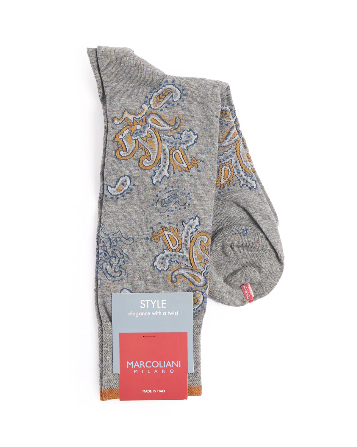 Flannel Grey Pima Cotton Jali Paisley Socks - Image 2
