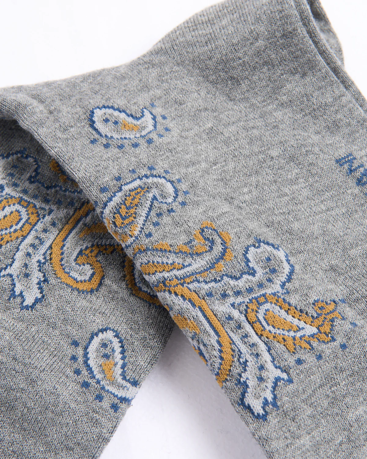 Flannel Grey Pima Cotton Jali Paisley Socks - Image 3