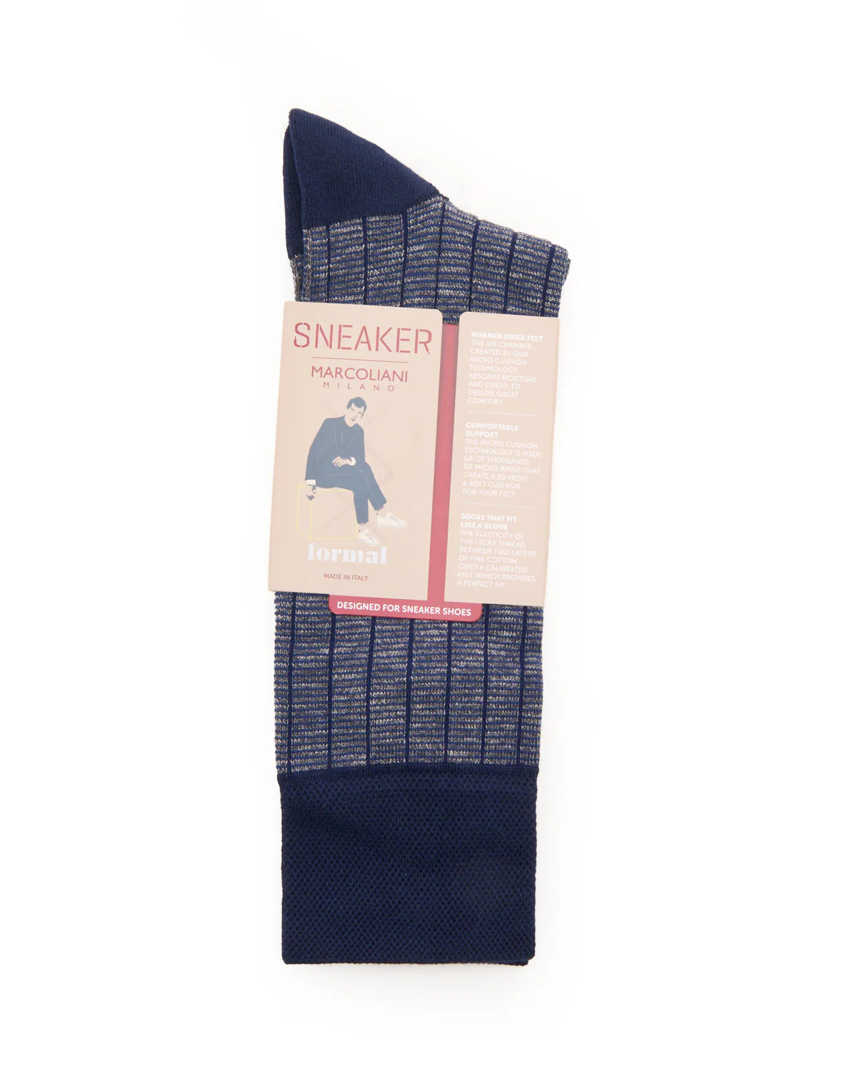 Navy Pima Cotton Microstripes Socks