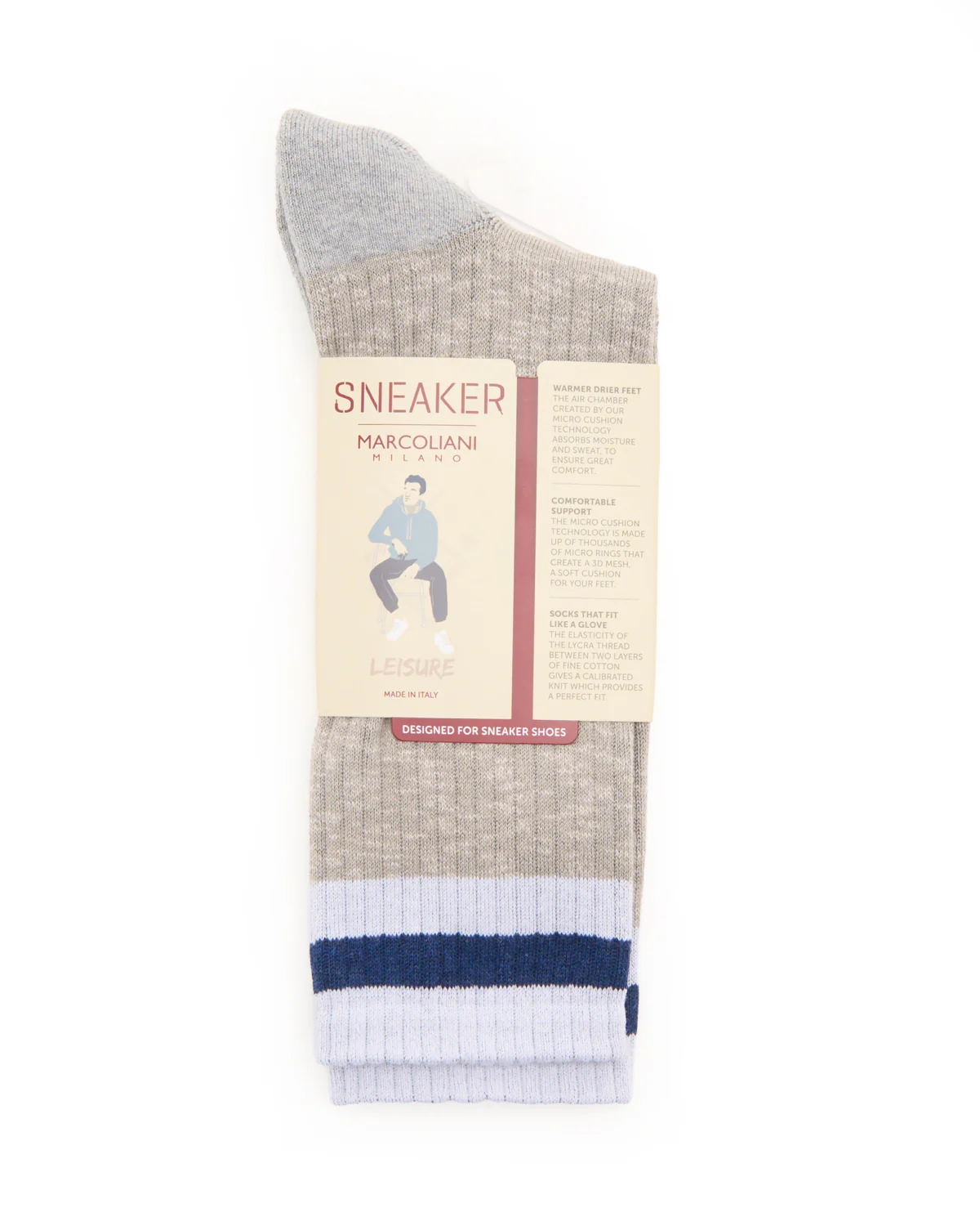 Silver Grey Pima Cotton Preppy Stripe Socks