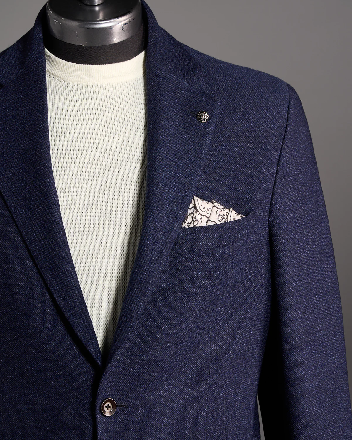 Navy Hopsack Comfortwear 'Hampton' Fit Blazer - Image 2