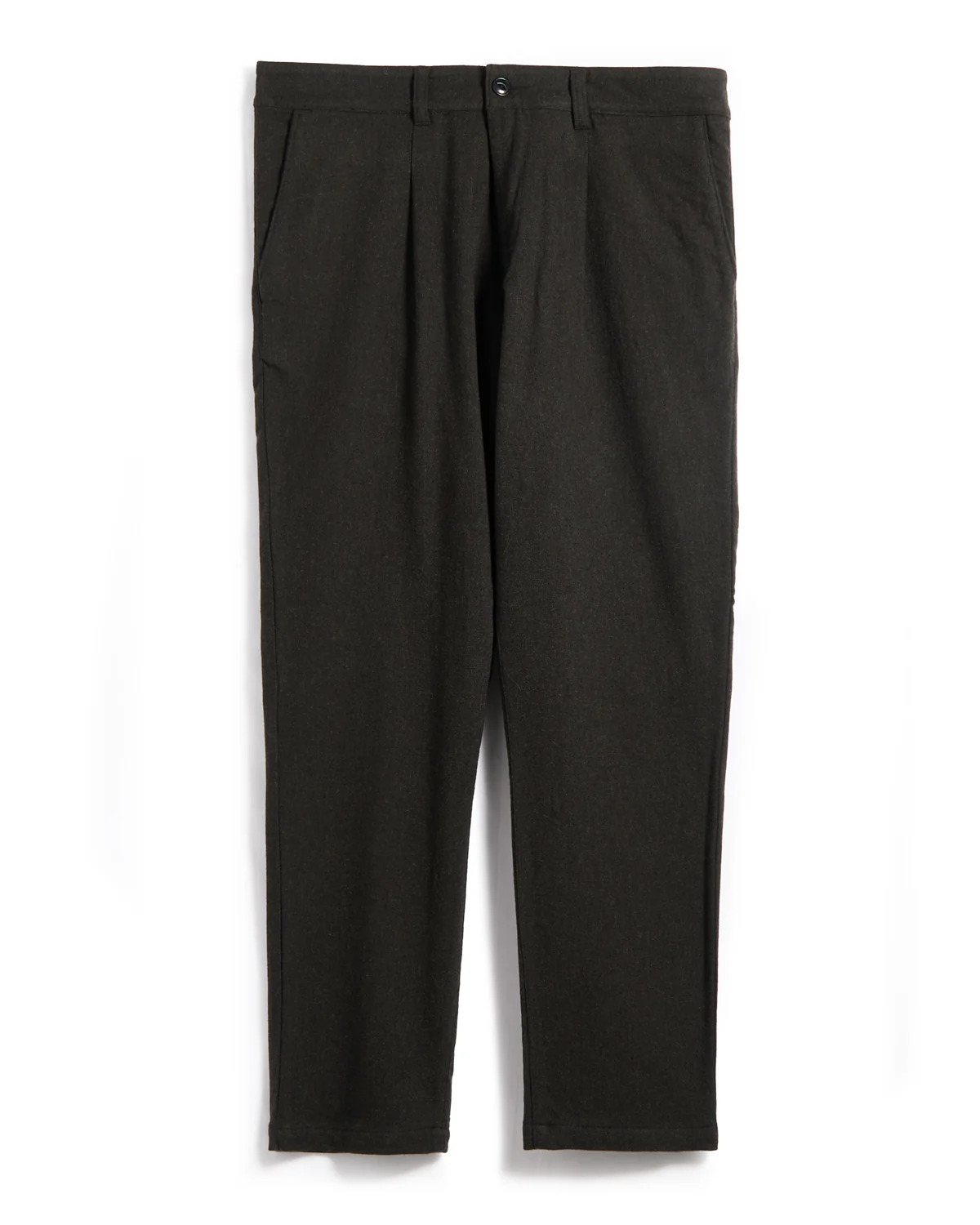 Charcoal Washable Wool Pleated Pant