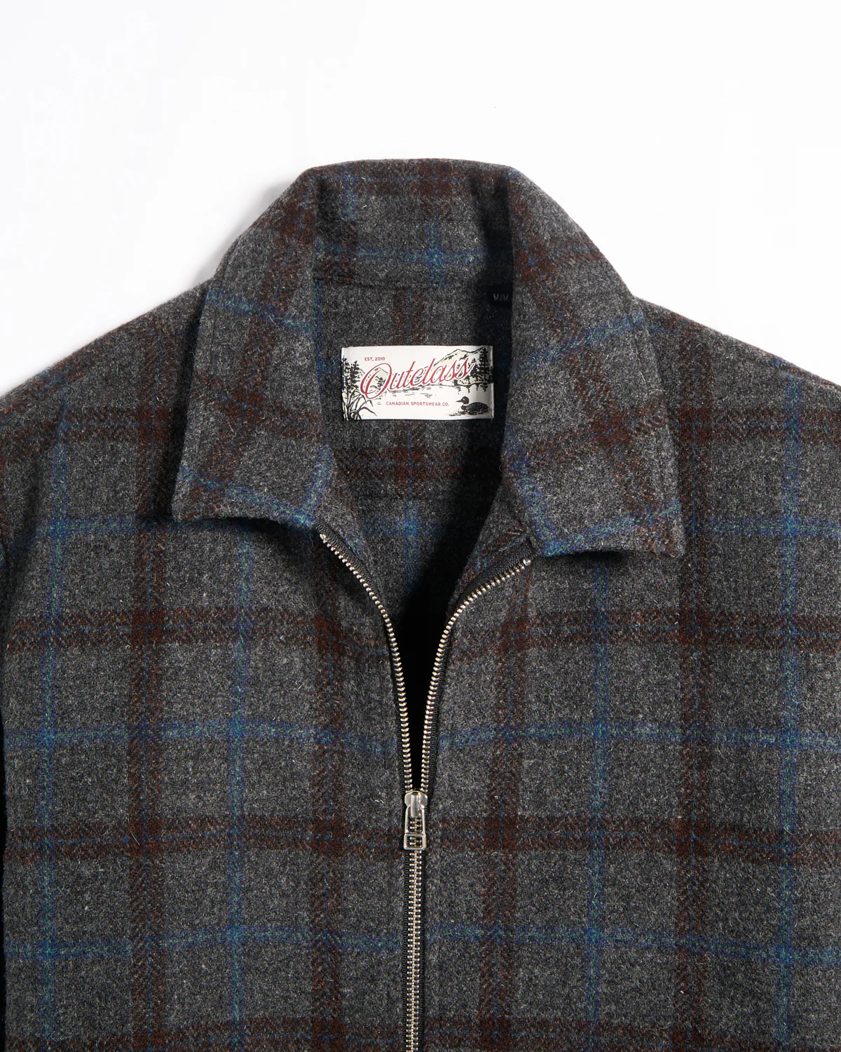 Grey Plaid  Zip Overshirt - Image 2