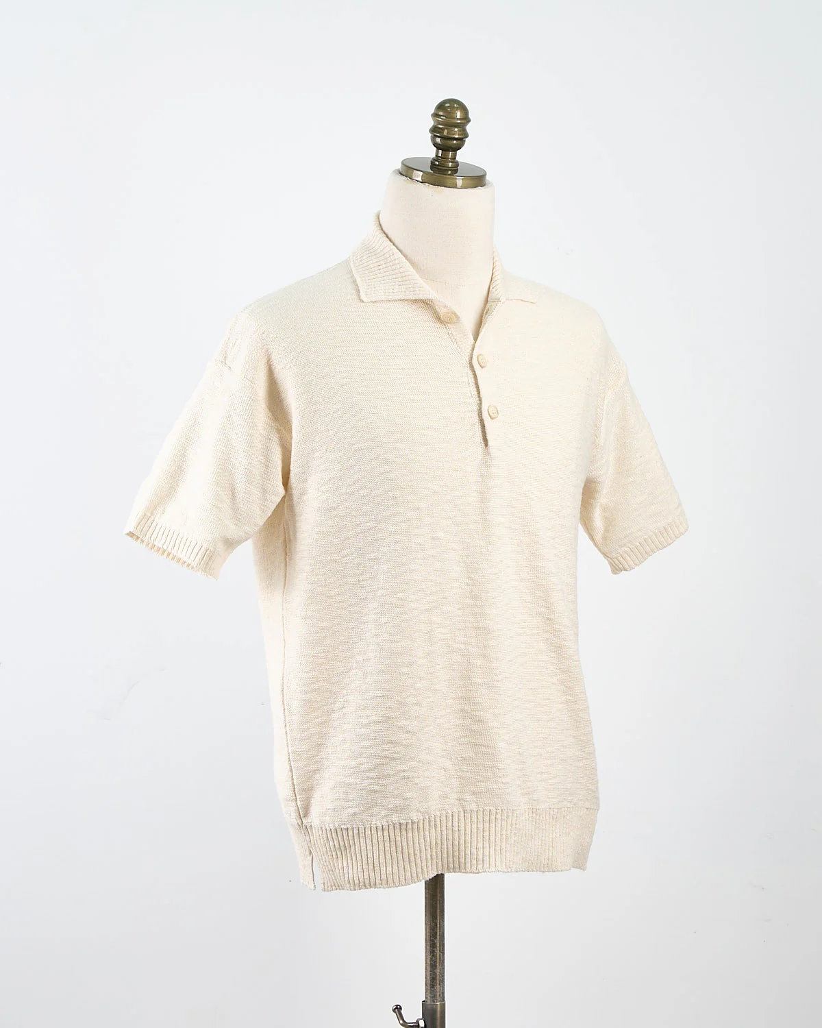 Relaxed Fit Cotton & Linen Ribbed Collar Polo