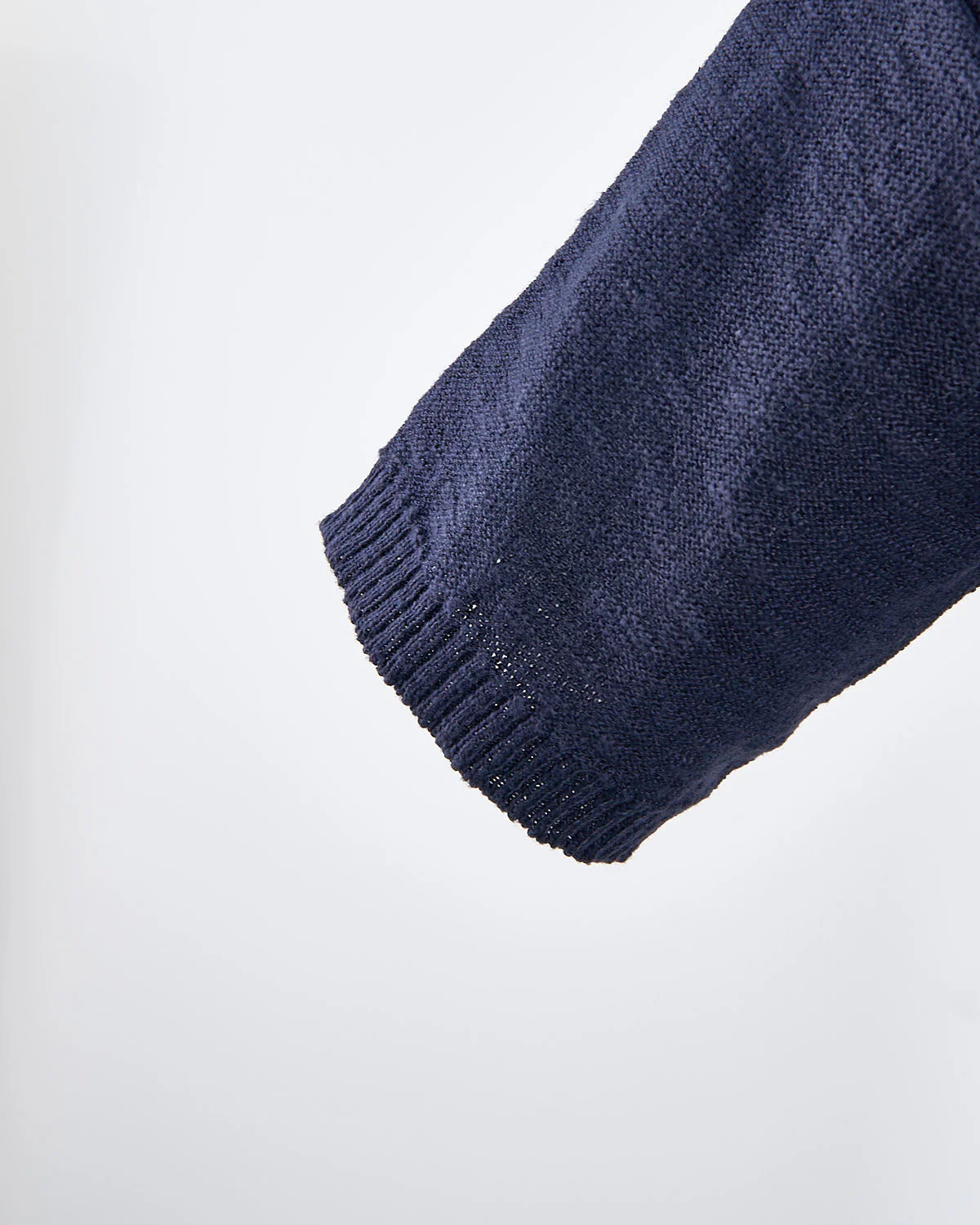Relaxed Fit Cotton & Linen Ribbed Collar Polo - Image 4