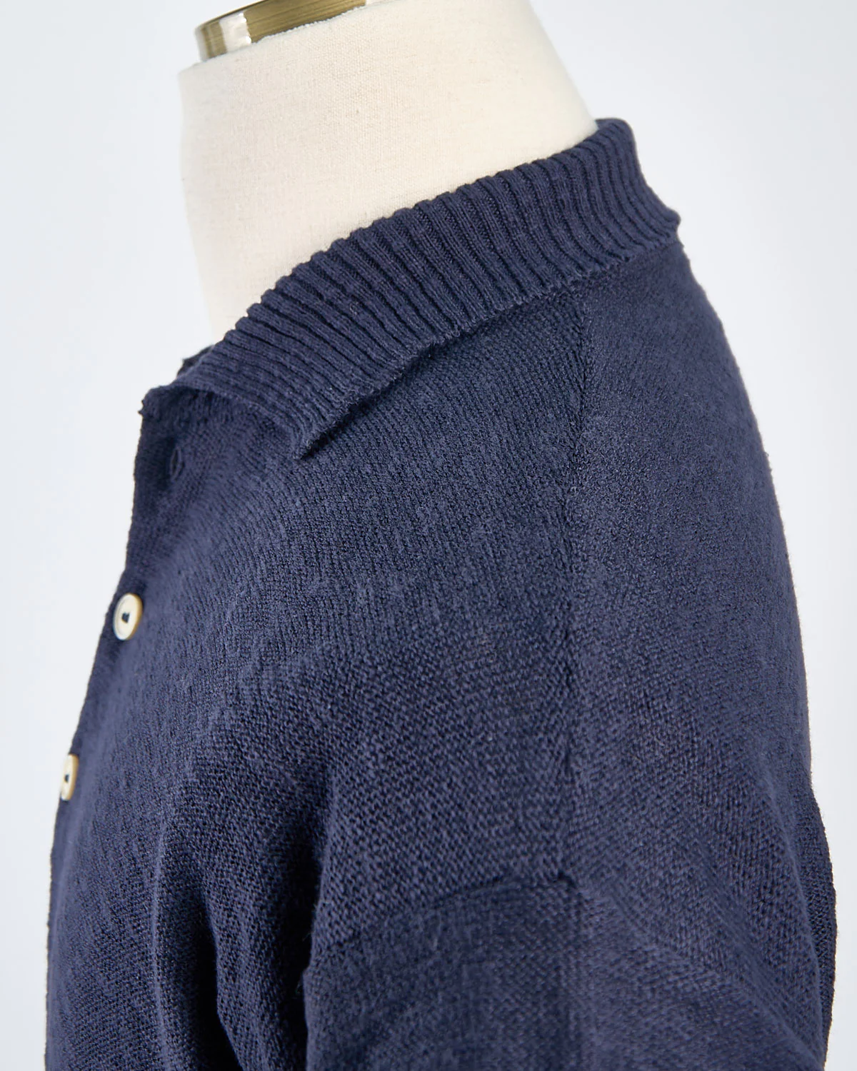 Relaxed Fit Cotton & Linen Ribbed Collar Polo - Image 5