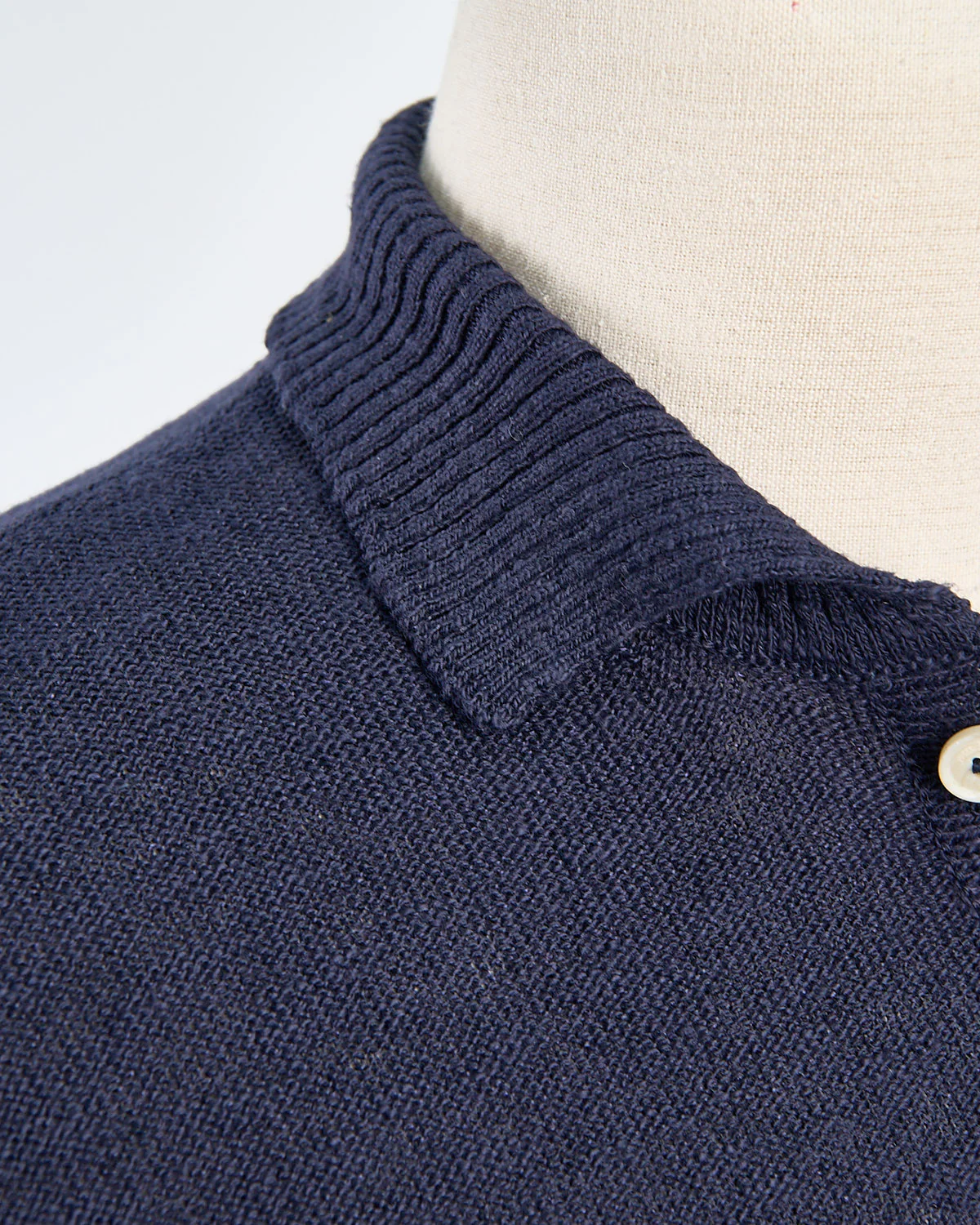 Relaxed Fit Cotton & Linen Ribbed Collar Polo - Image 6
