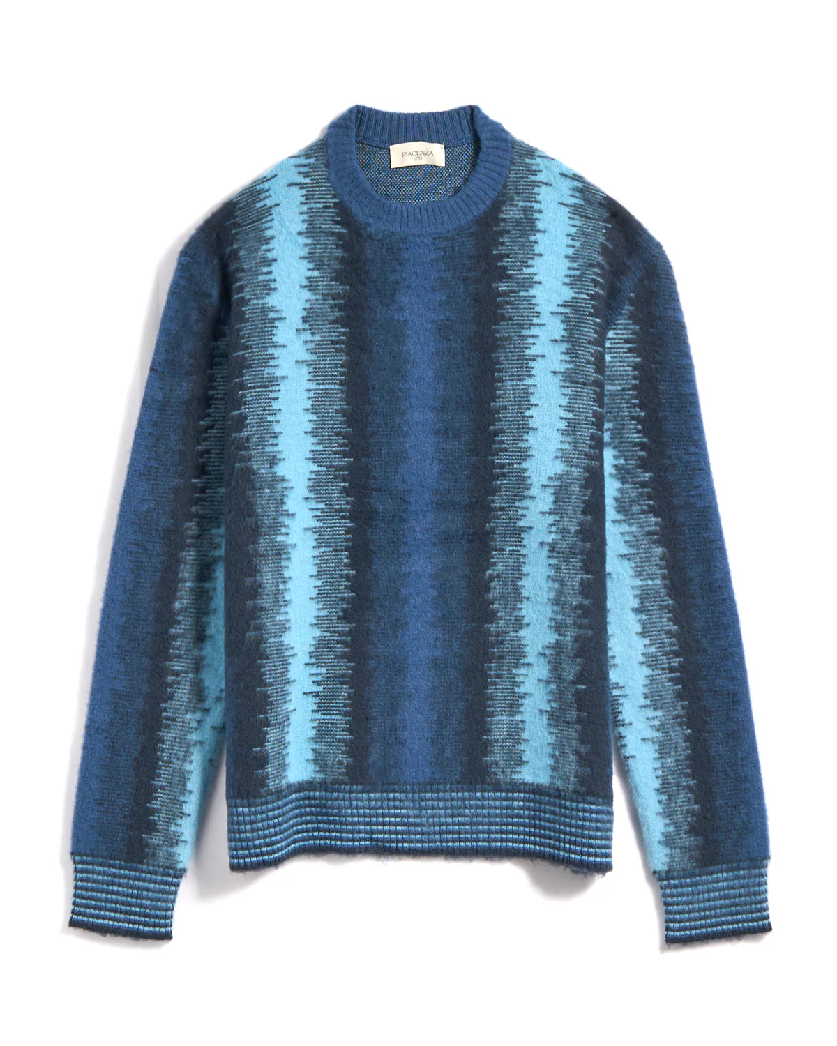 12 Gauge Plush Merino Wool Glitch Stripe Crewneck