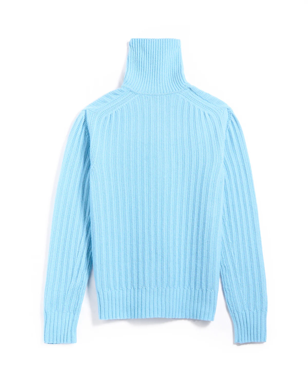 5 Gauge Geelong Wool Exaggerated Button Mockneck Sweater - Image 5