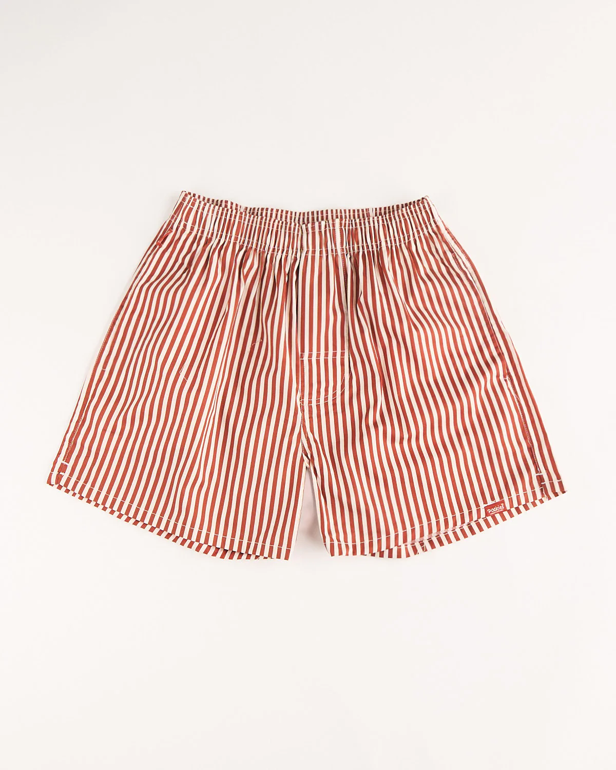 Terracotta Striped Cotton Boxers With Pockets