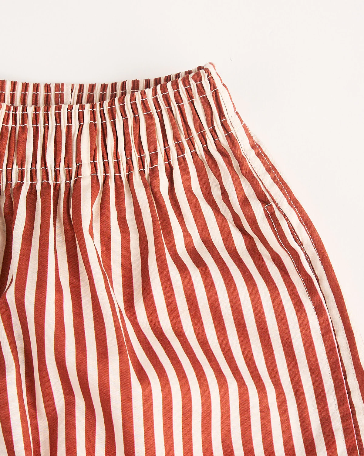 Terracotta Striped Cotton Boxers With Pockets - Image 3
